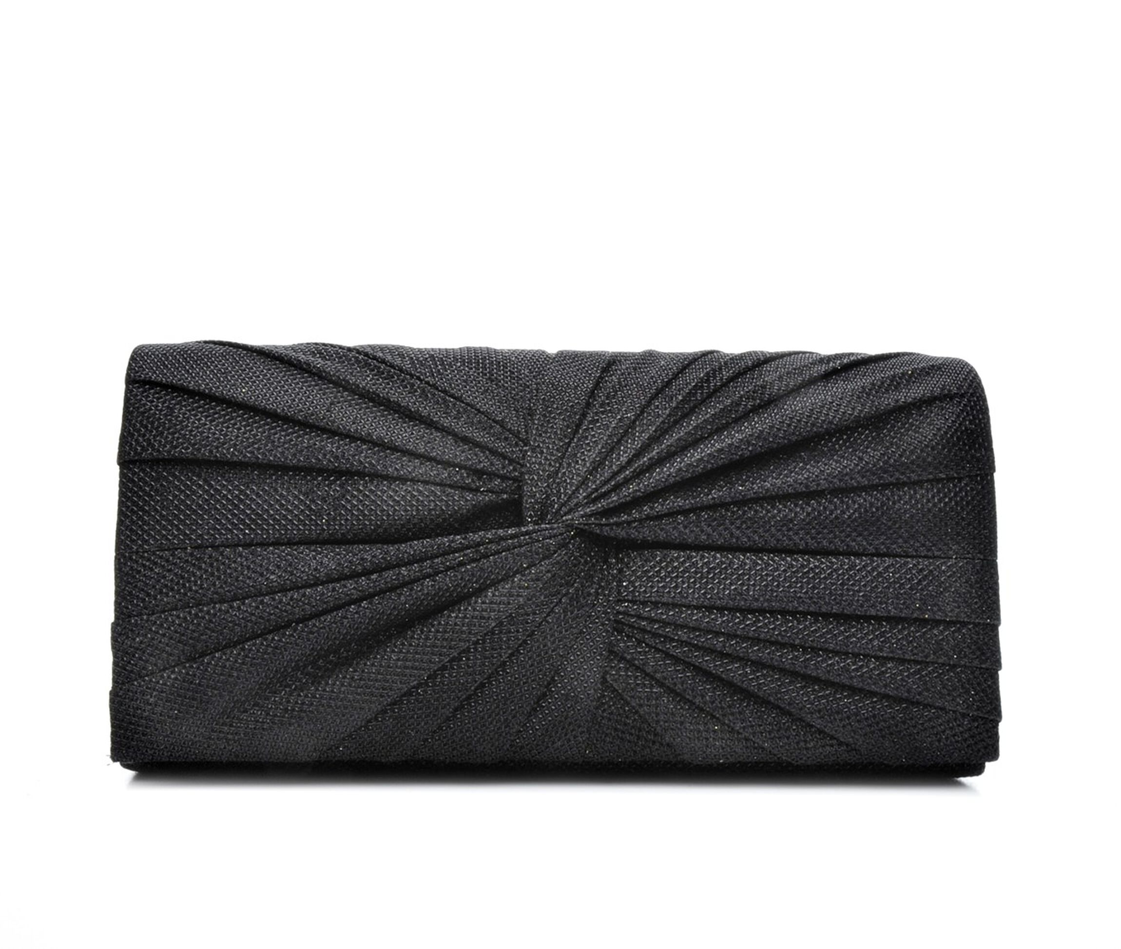 Four Seasons Handbags Large Metallic Evening Clutch (Black)