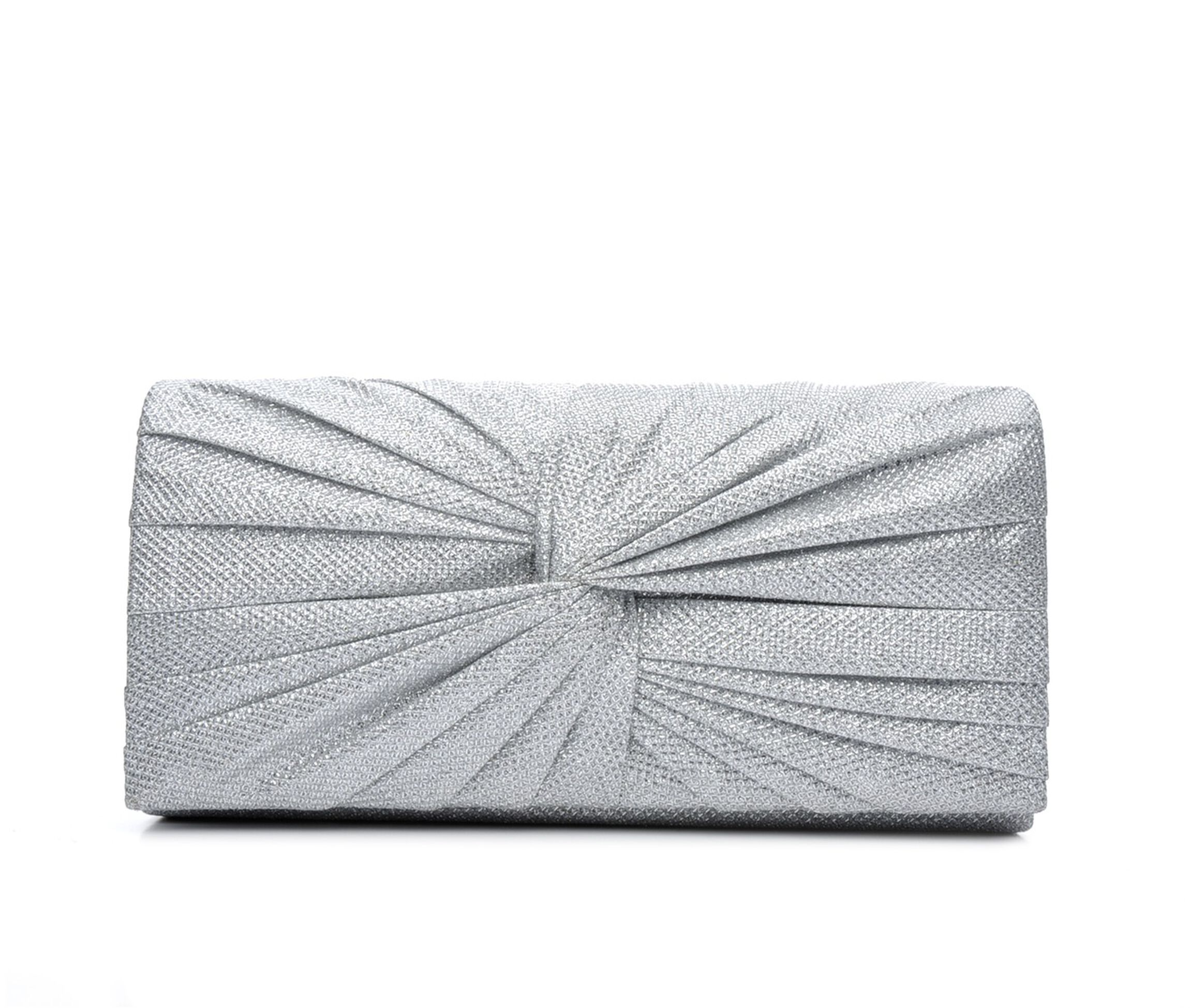 Four Seasons Handbags Large Metallic Evening Clutch (Silver)