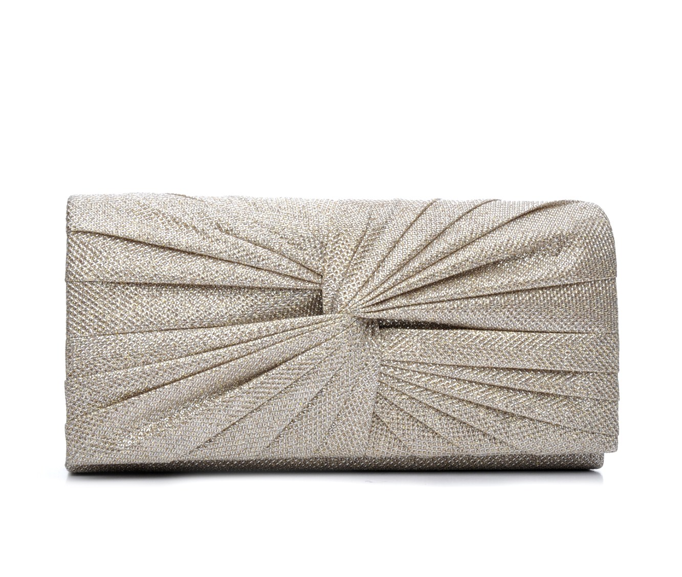 Four Seasons Handbags Large Metallic Evening Clutch (Beige)