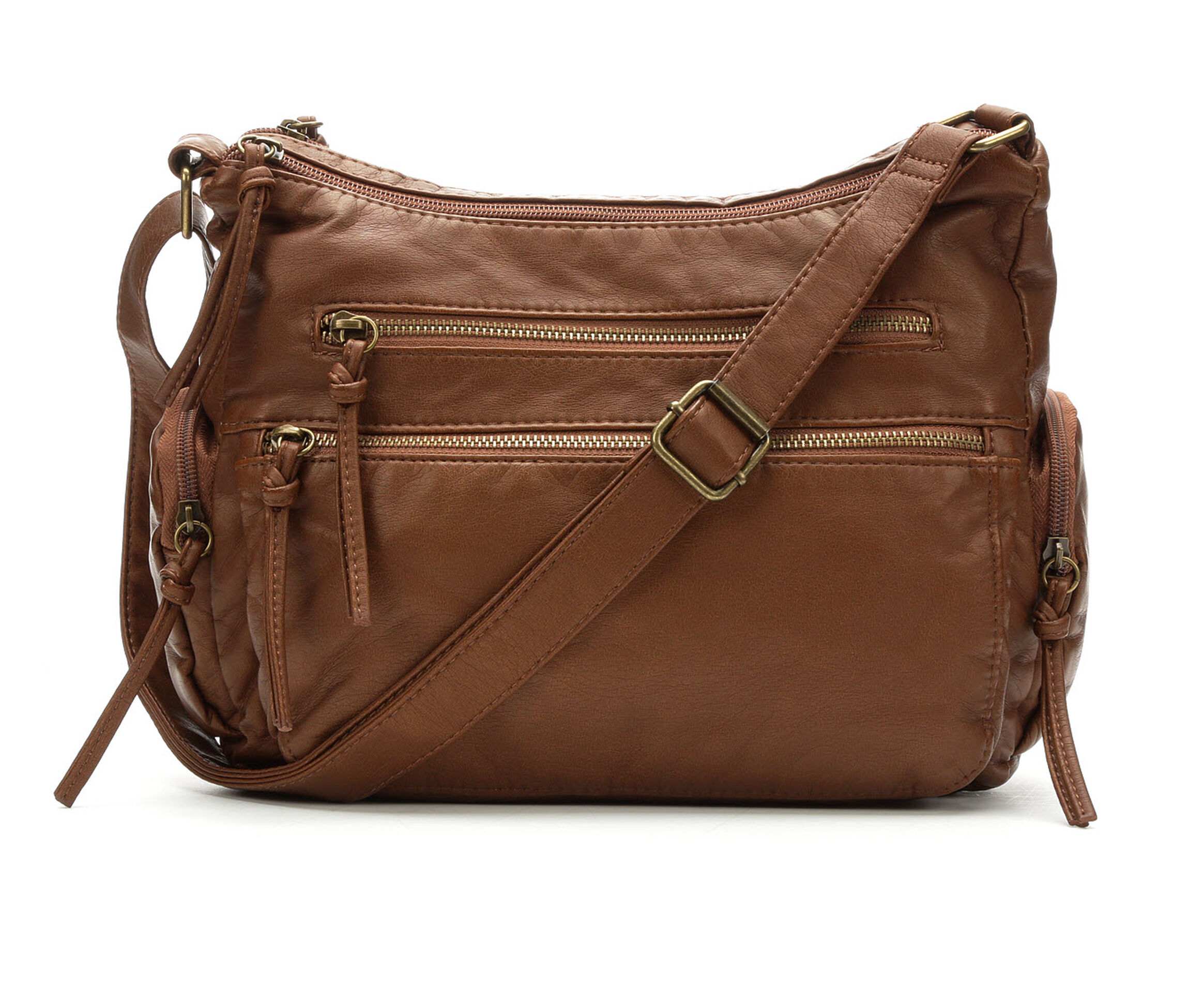 Bueno Of California Multi Zip Pocket Crossbody (Brown)