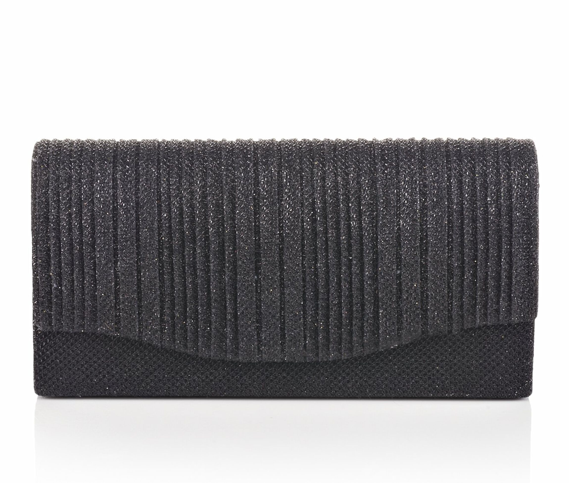 Four Seasons Handbags Small Vertical Stripe Evening Clutch (Black)