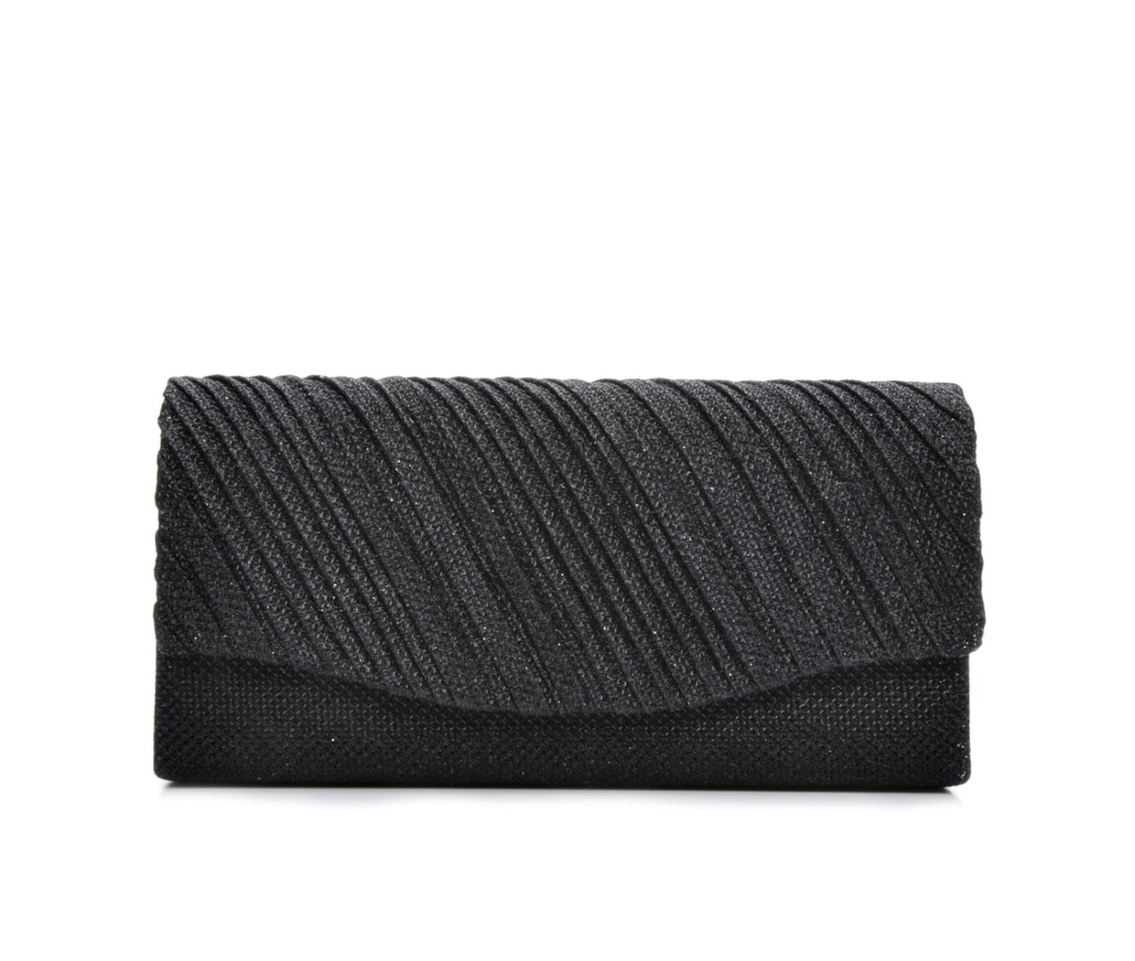 Four Seasons Handbags Small Diagonal Stripe Evening Clutch (Black)