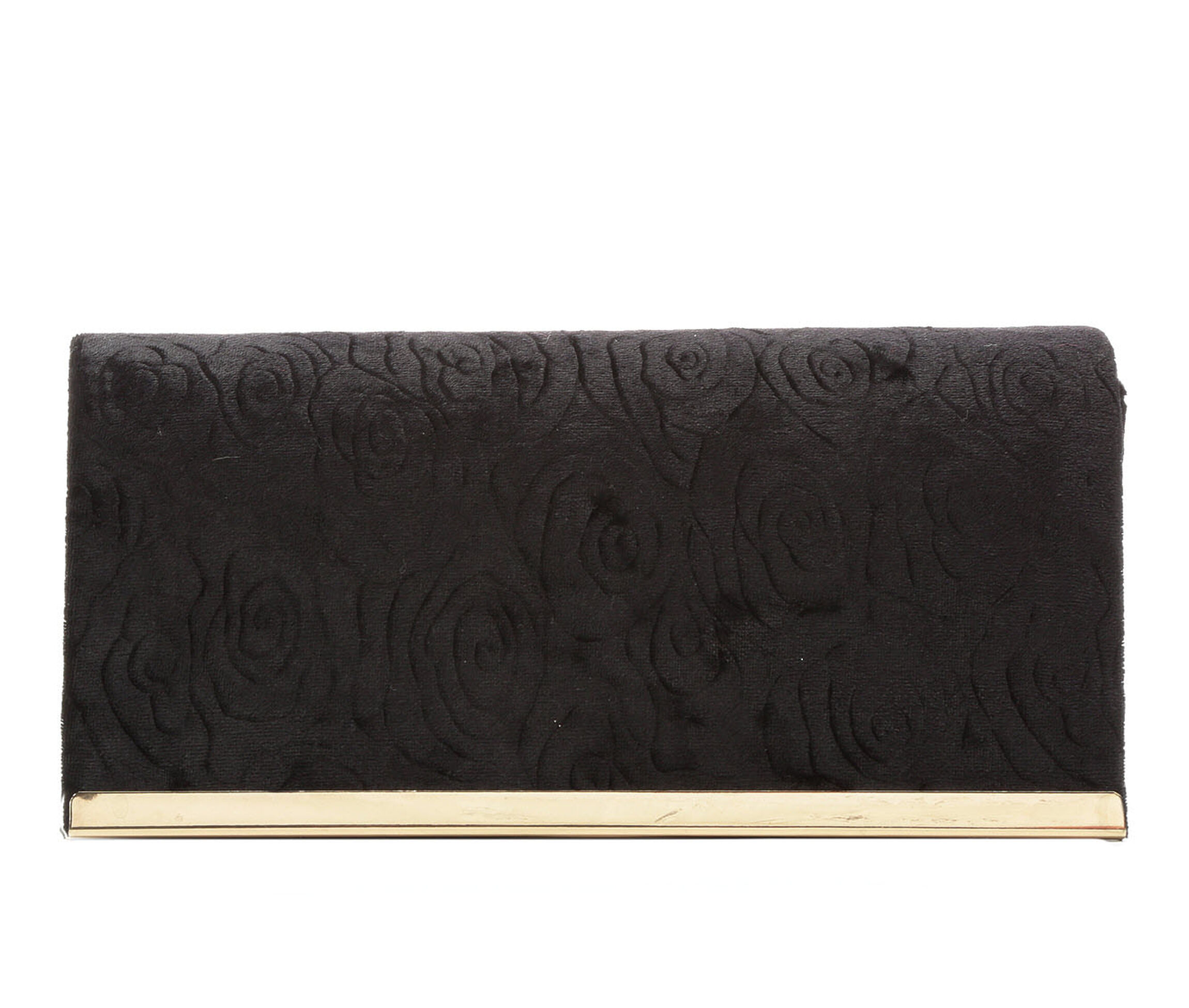 Four Seasons Handbags Velvet Embossed Evening Clutch (Black)
