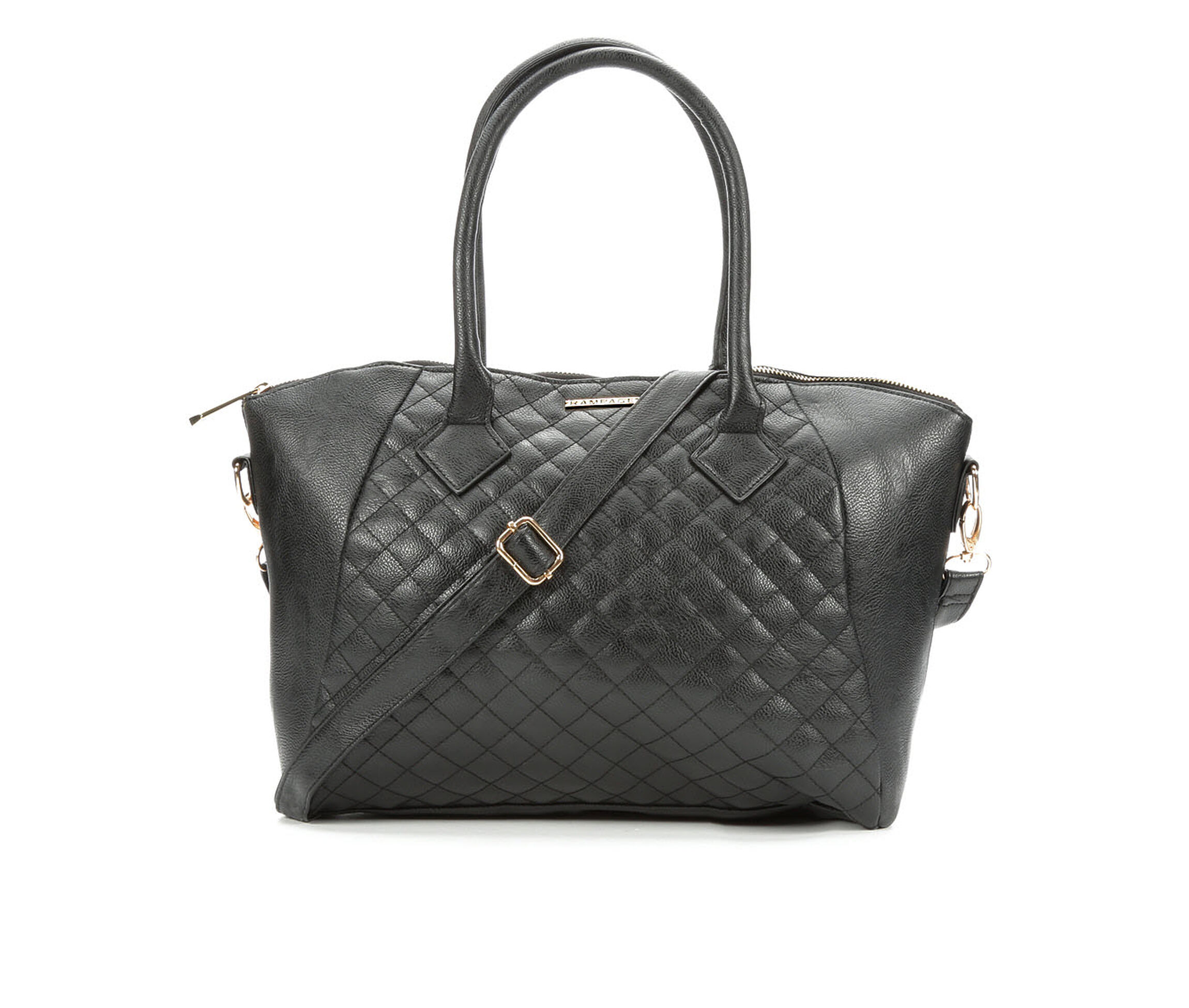 Rampage Quilted Satchel Crossbody (Black)
