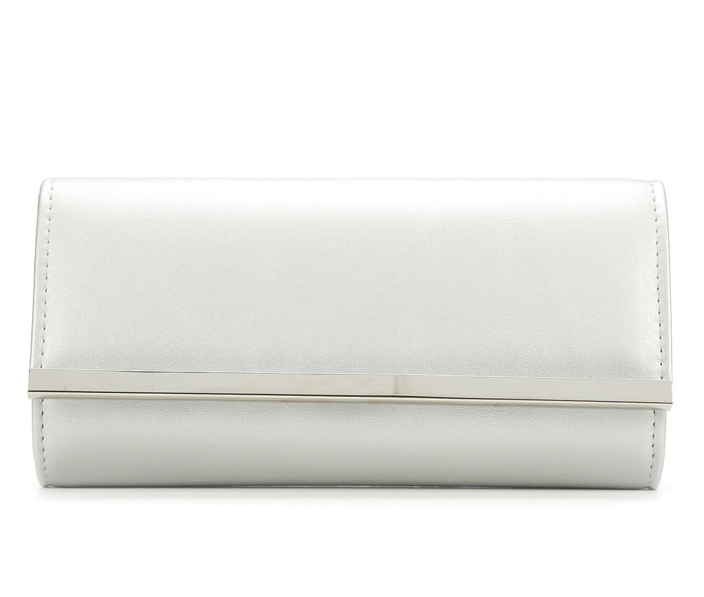 Four Seasons Handbags Faux Leather Evening Clutch (Silver)