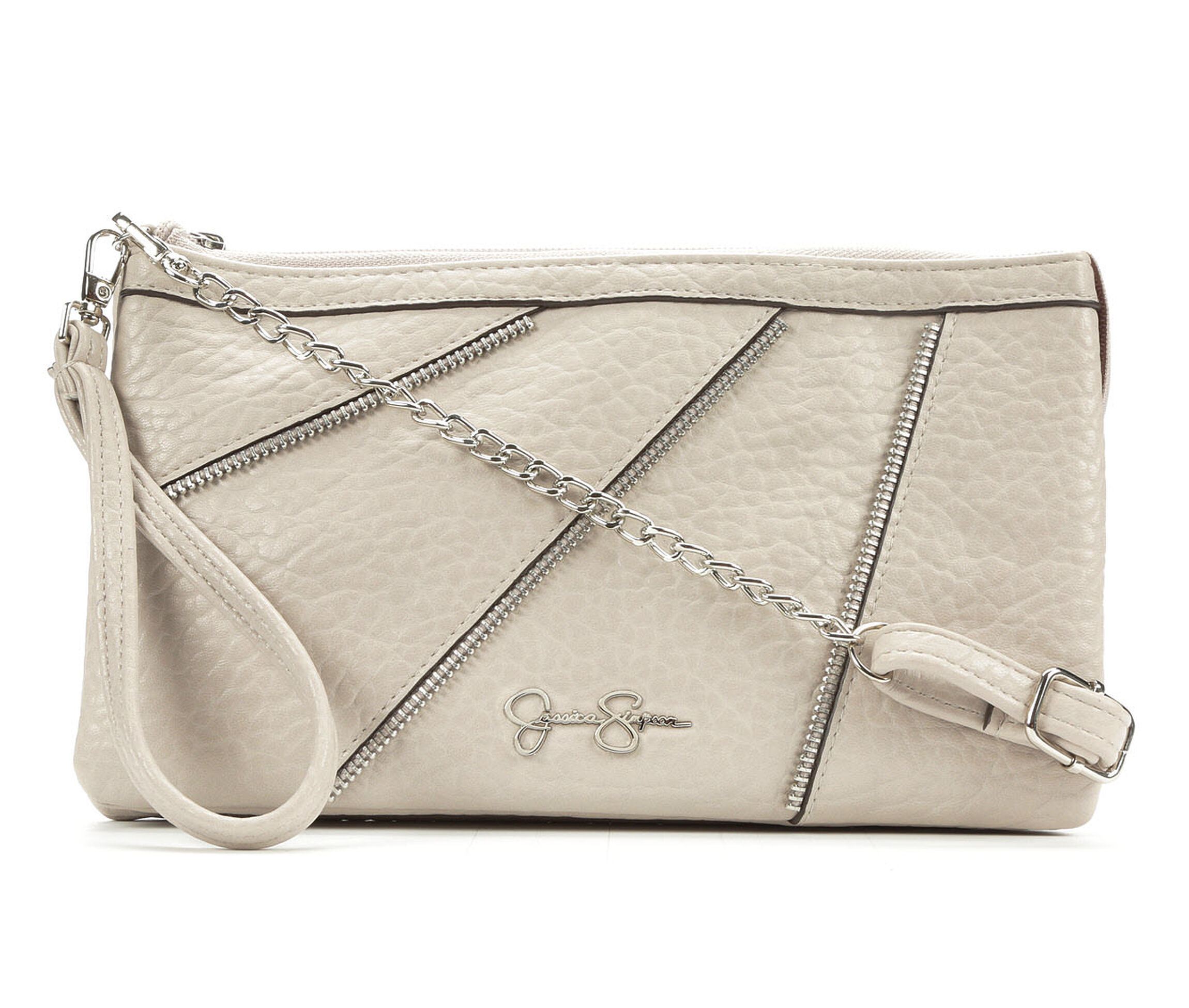Jessica Simpson Mason Top Zip Crossbody Wristlet (Grey)