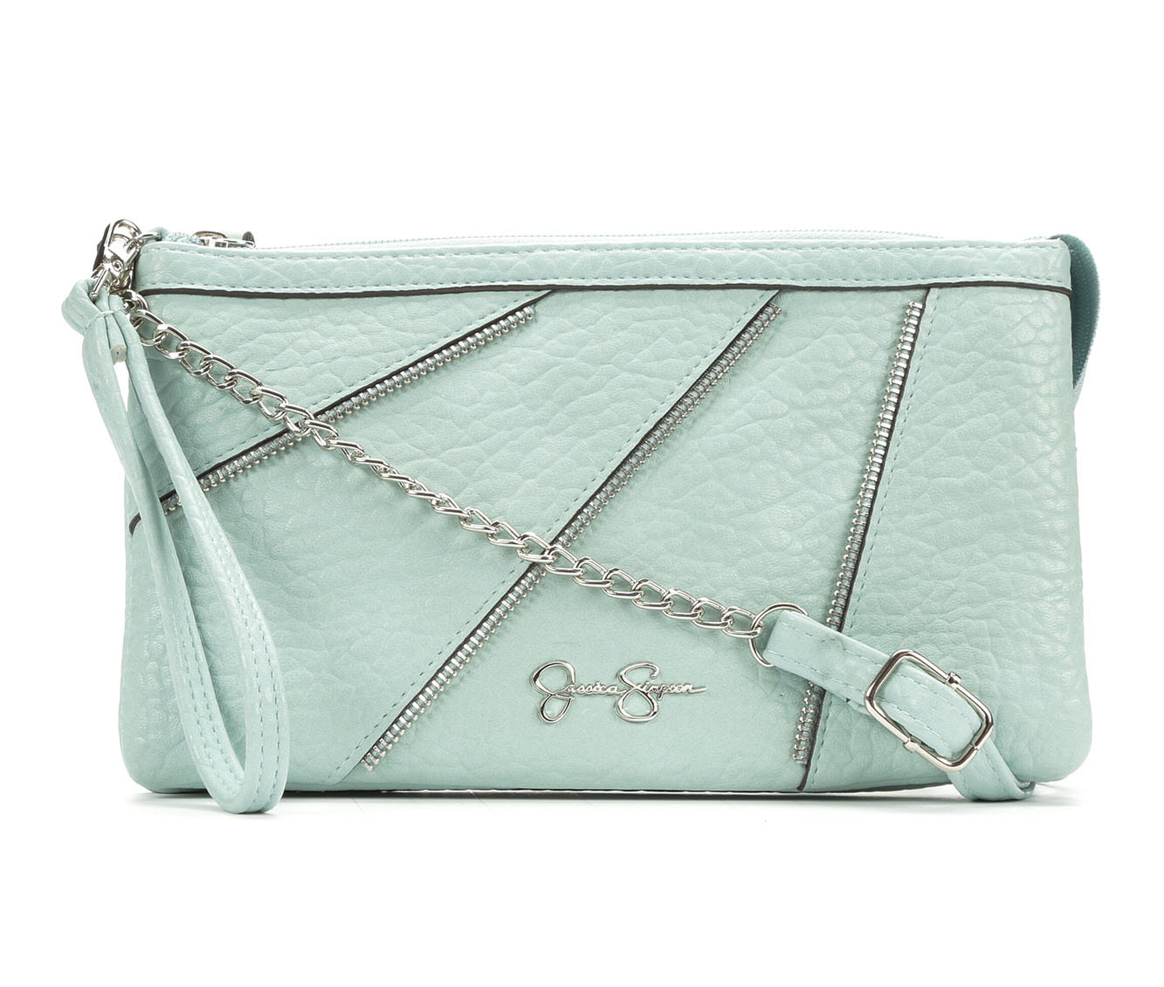 Jessica Simpson Mason Top Zip Crossbody Wristlet (Blue)