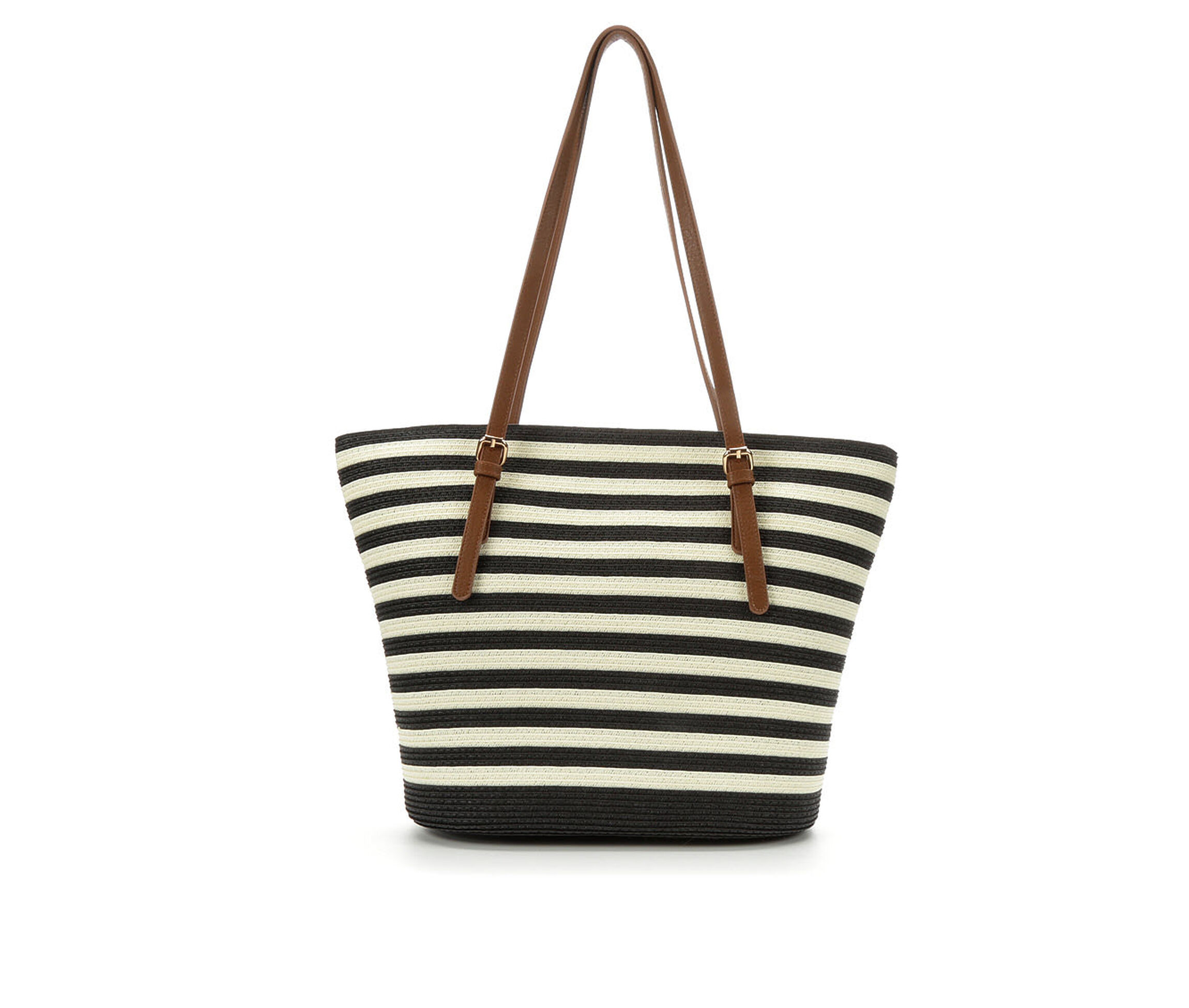 Bueno Of California Papered Straw Tote Handbag (Black)