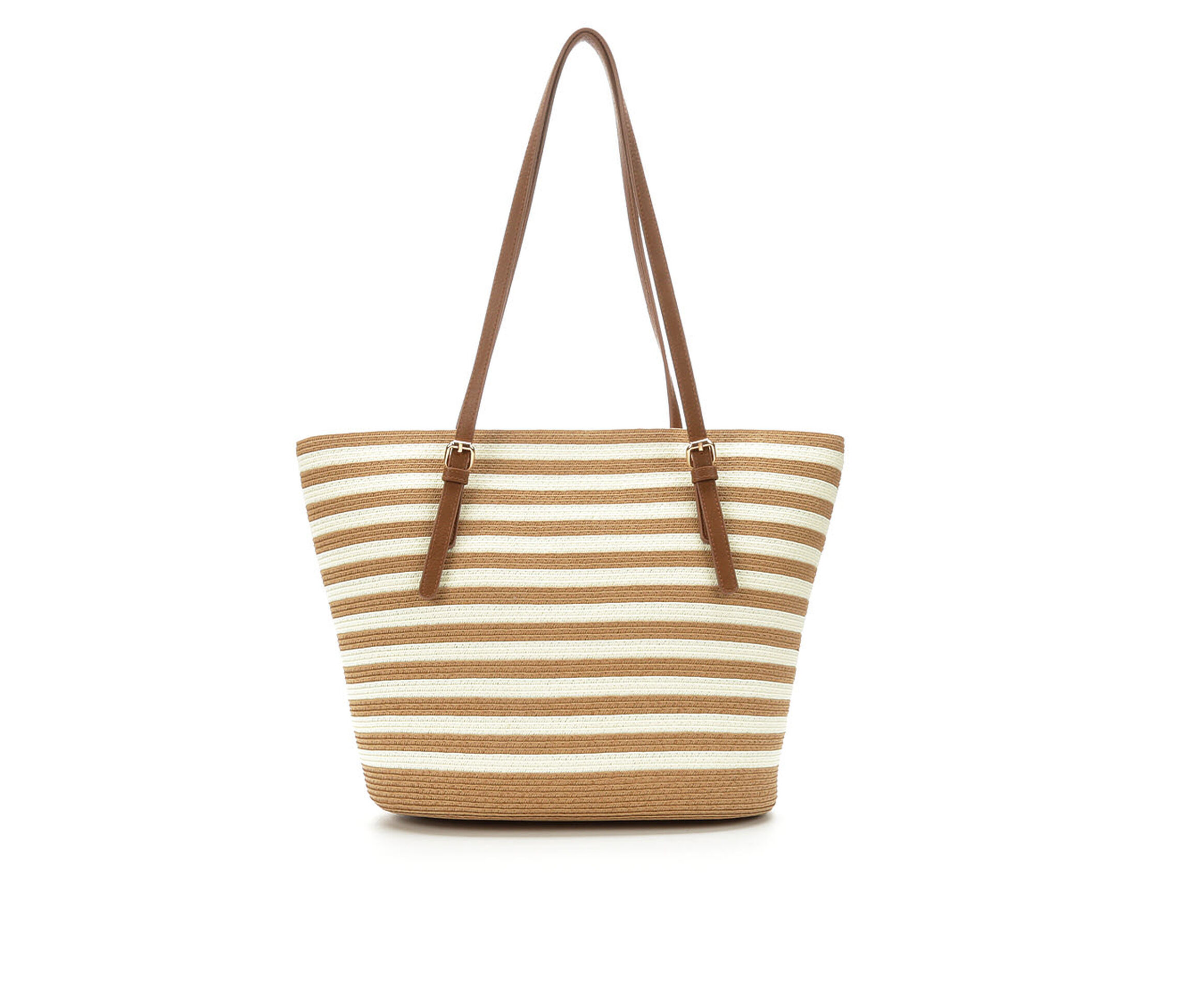 Bueno Of California Papered Straw Tote Handbag (Beige)