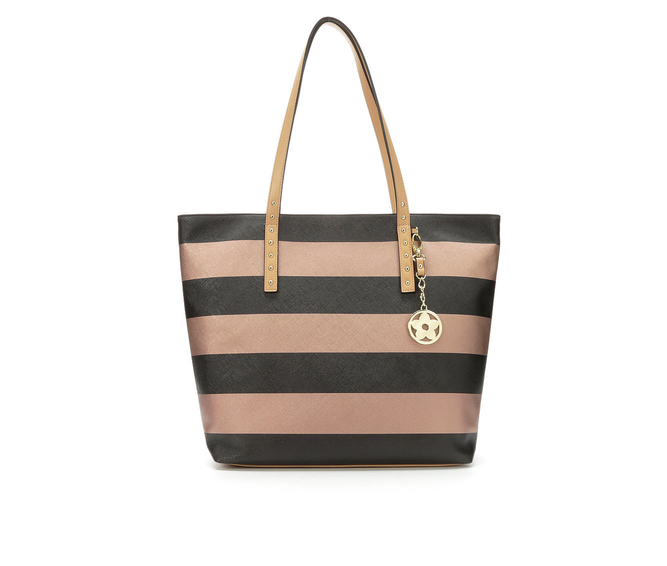 Bueno Of California Multi Striped Tote Handbag (Black)