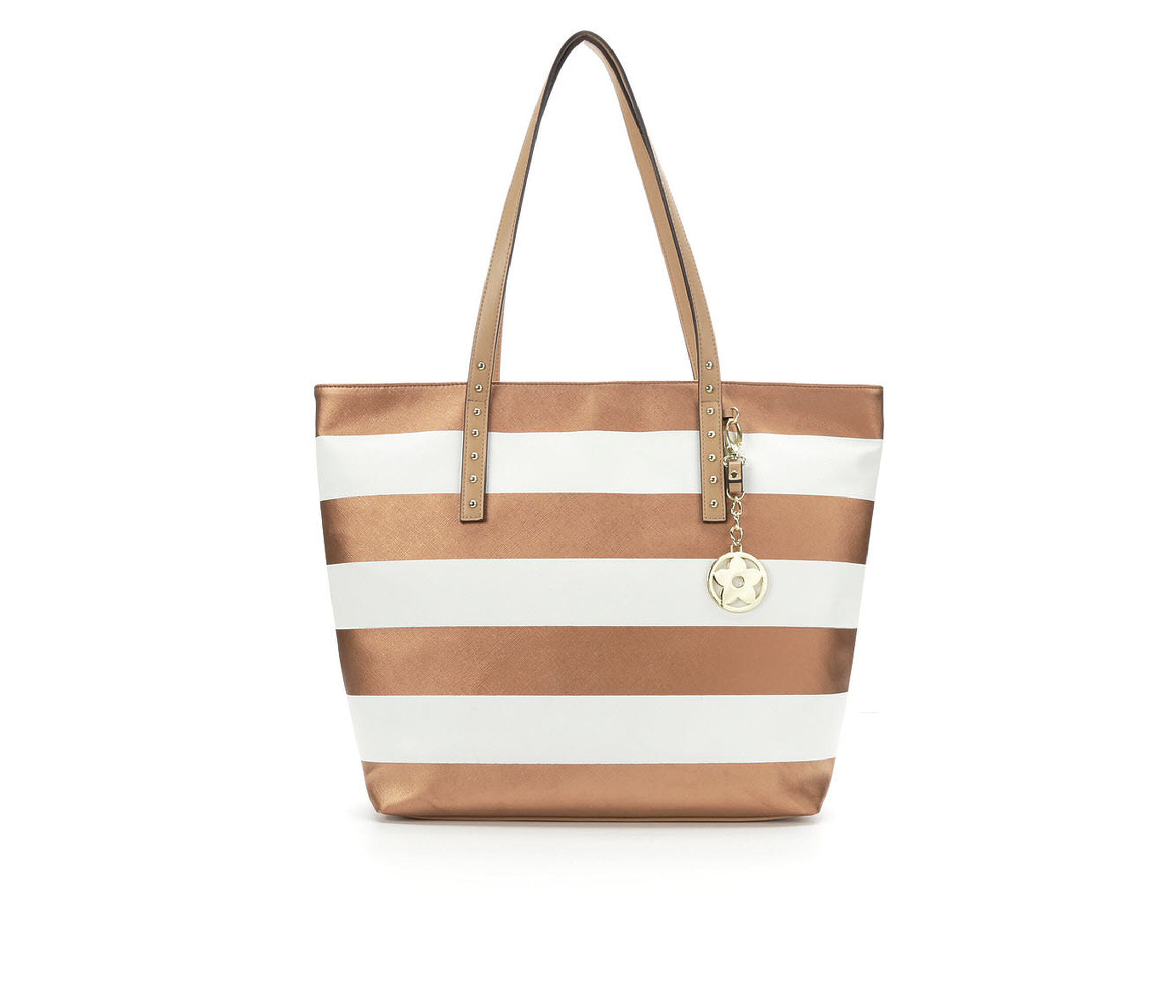 Bueno Of California Multi Striped Tote Handbag (Gold)