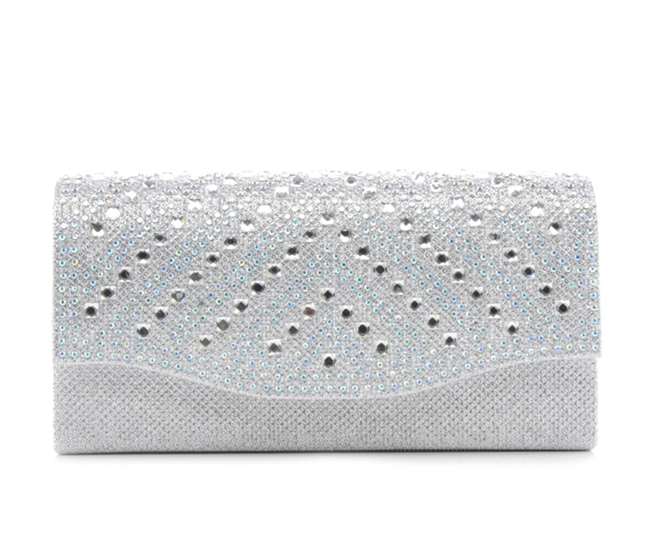 Four Seasons Handbags Rock Candy Evening Clutch (Silver)