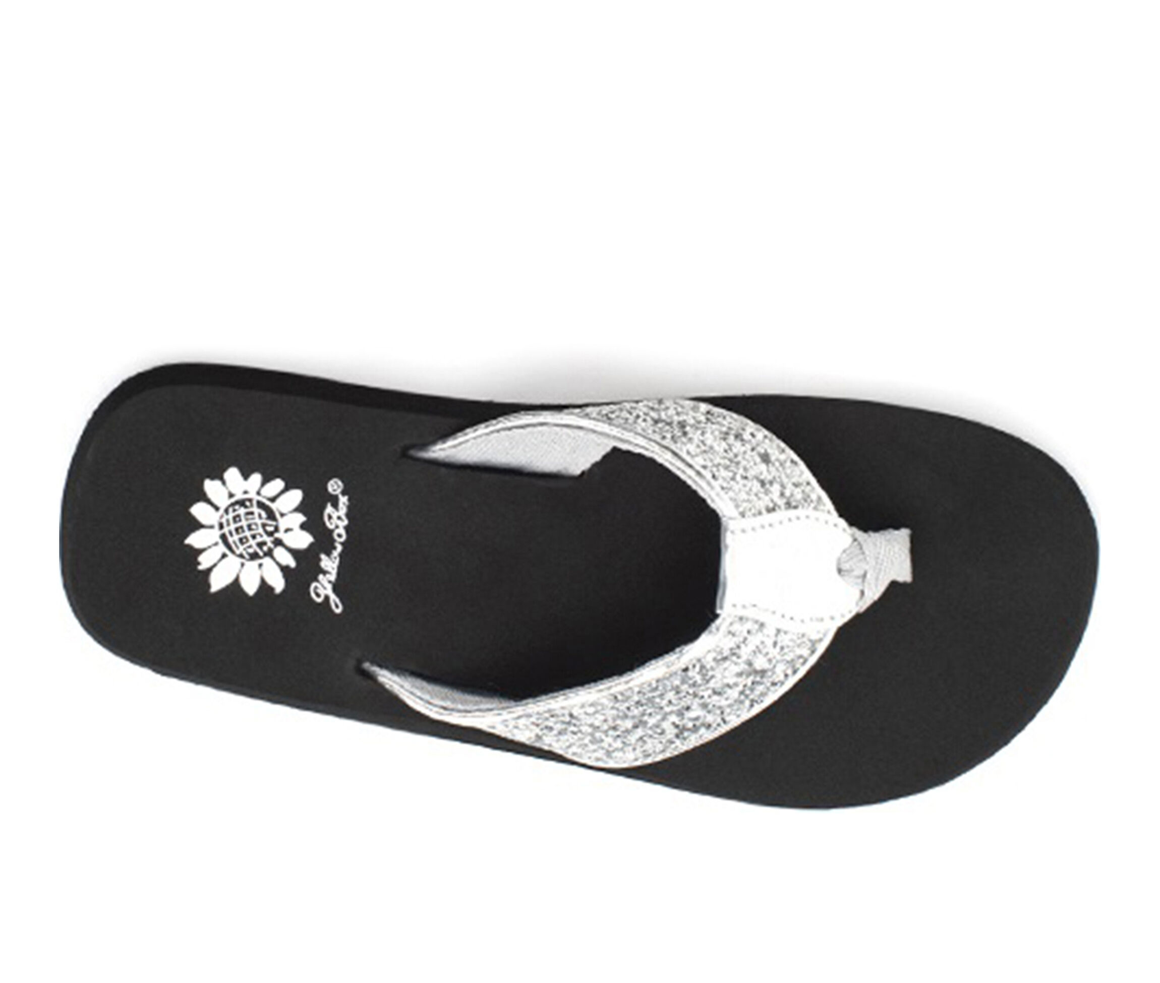 yellow box flip flops with rhinestones