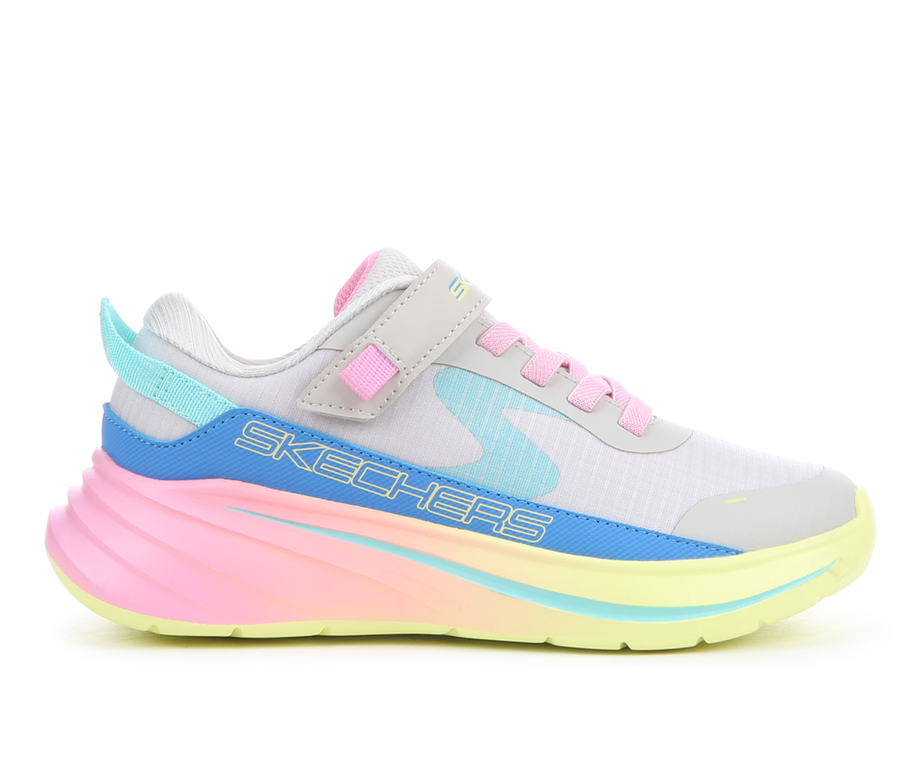 Girls' Skechers Little Kid & Big Kid Wave 92 Running Shoes - Grey/Multi