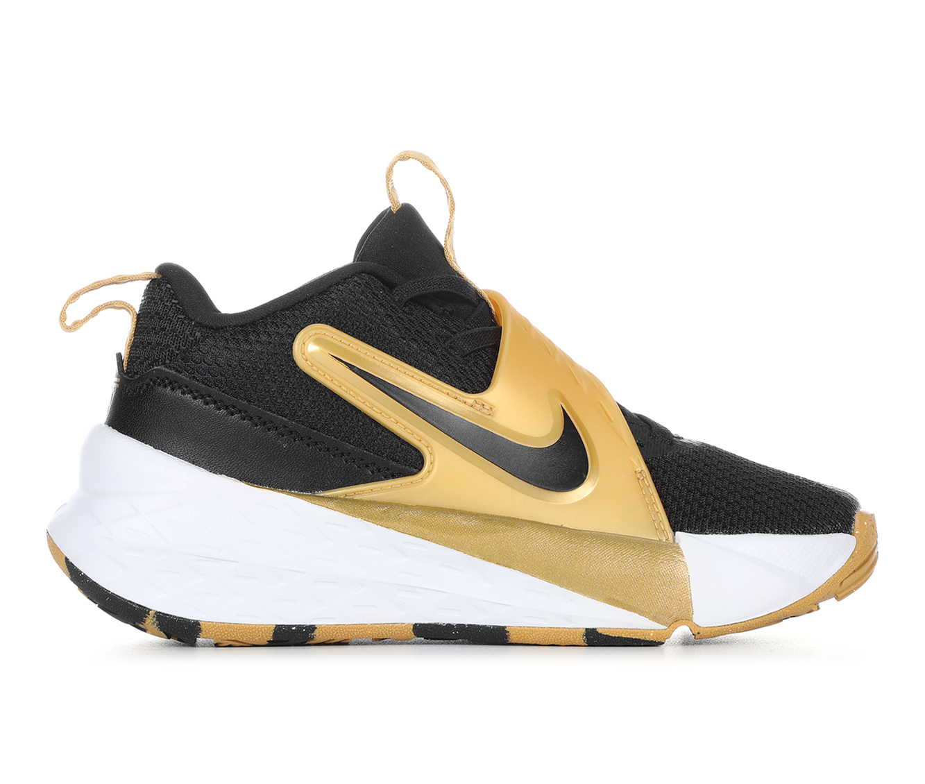Boys' Nike Little Kid Team Hustle D12 Basketball Shoes - Blk/Wht/Gld