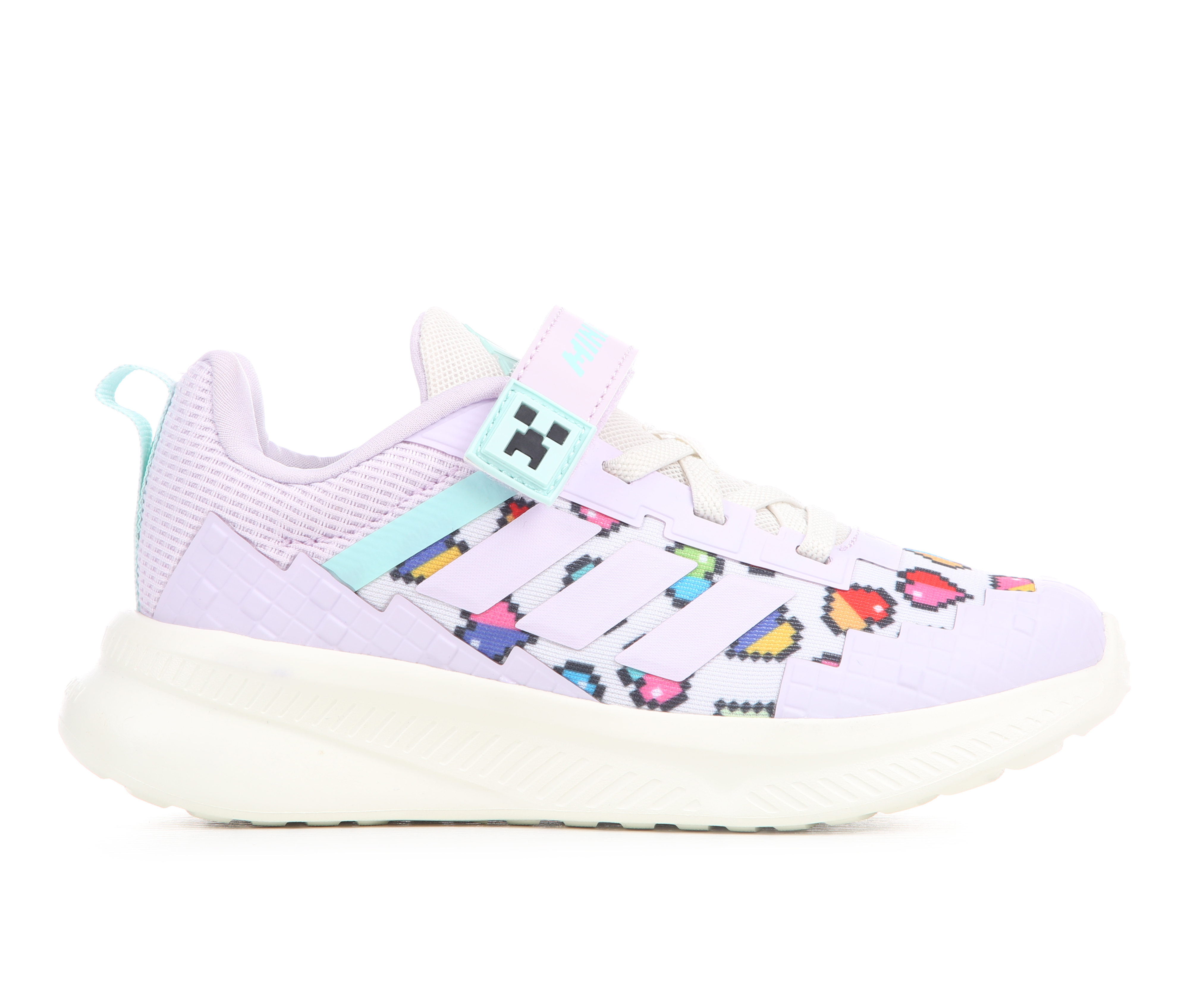 Girls' Adidas Little Kid Fortarun Minecraft Running Shoes - Lavender/Aqua