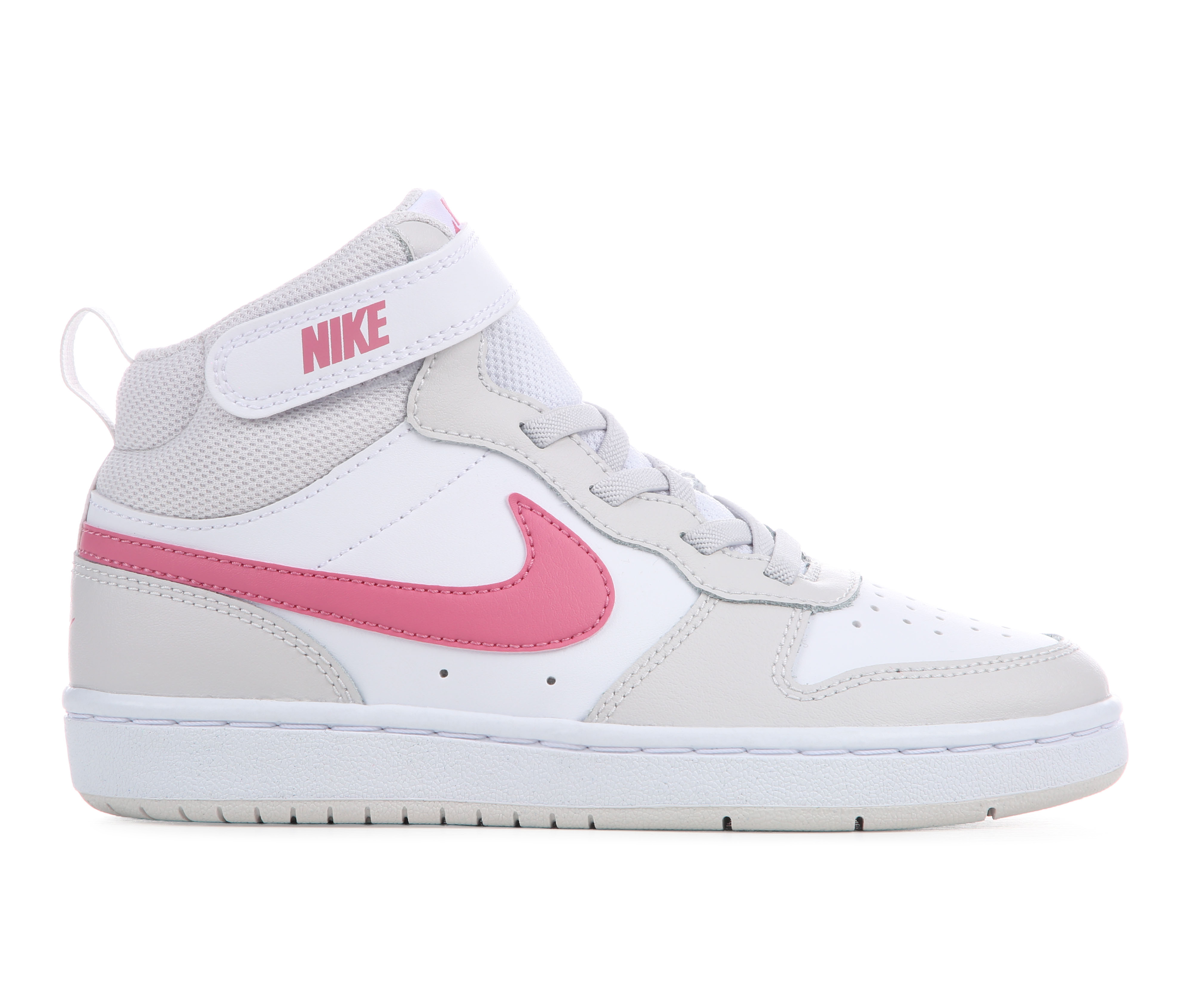 Kids' Nike Little Kid Court Borough Mid 2 Sneakers - White/Peony/Gry