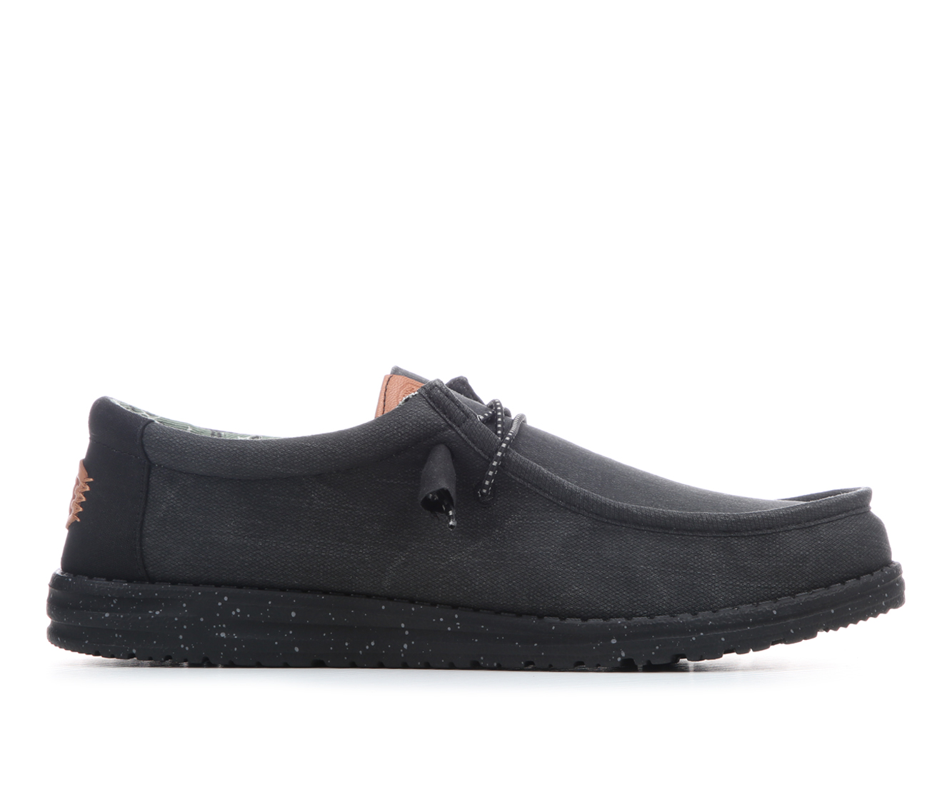 Men's HEYDUDE Wally Washed Canvas Casual Shoes - Black/Black
