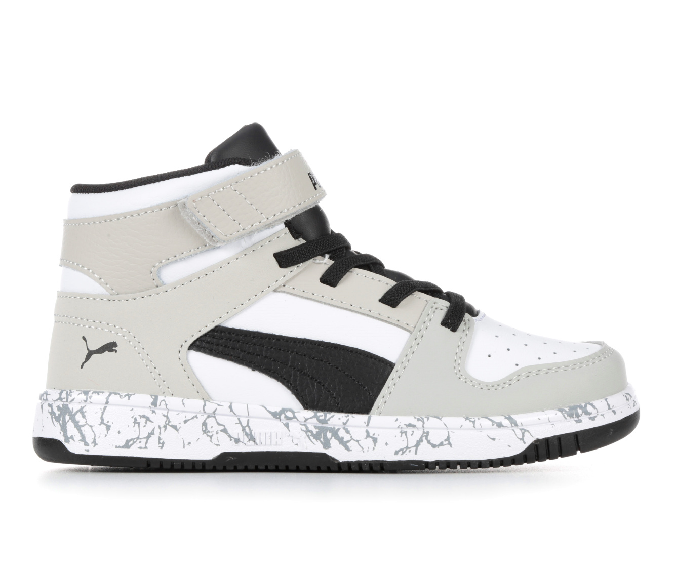 Boys' Puma Little Kid & Big Kid Rebound Layup Mid Marble Sneakers - Grey/White/Grey