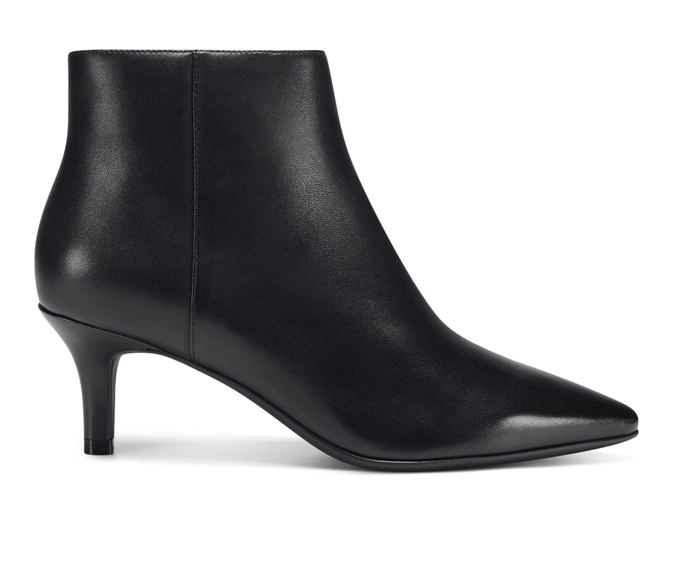 kitten heel booties leather