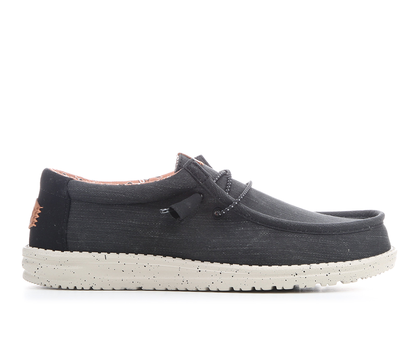 Men's HEYDUDE Wally Washed Canvas Casual Shoes - Black/White