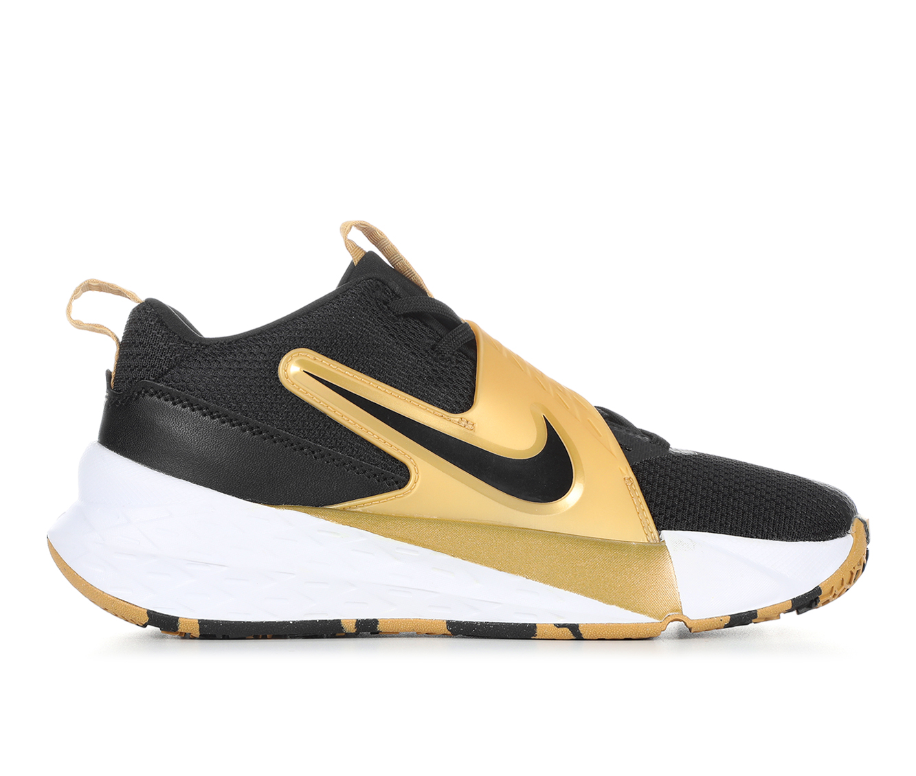 Boys' Nike Big Kid Team Hustle D12 Basketball Shoes - Blk/Wht/Gld