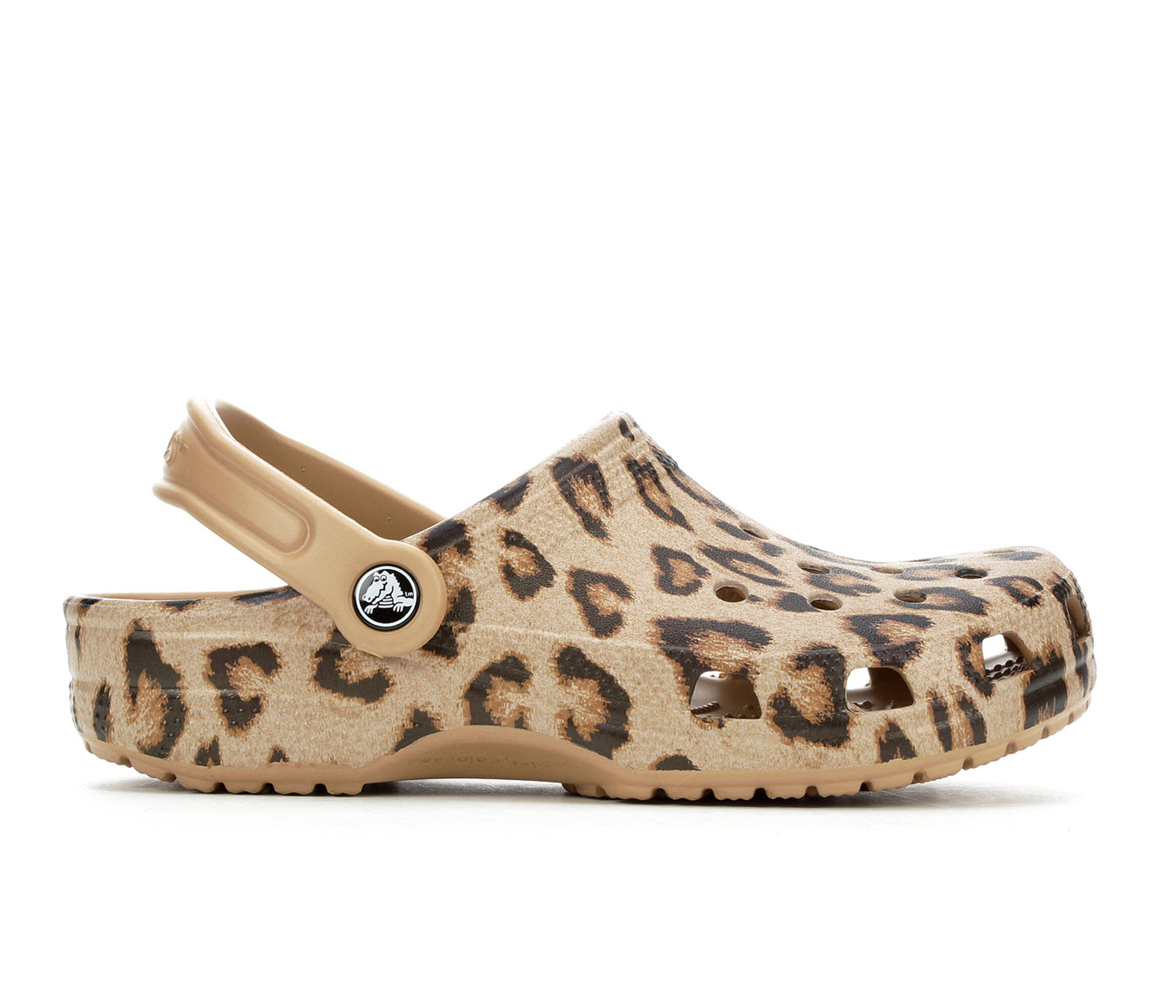 leopard gold crocs