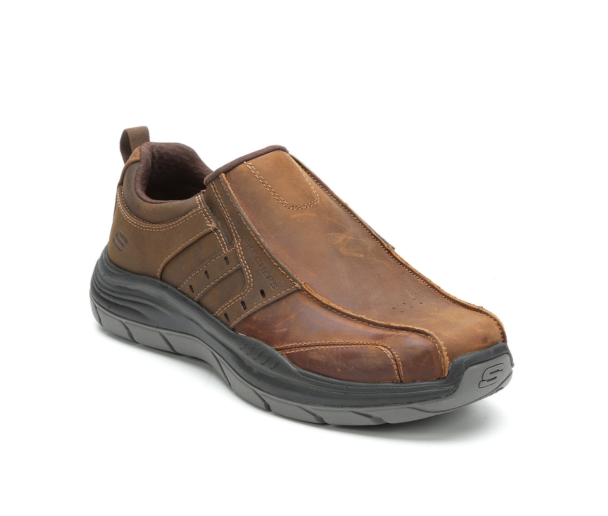 skechers leather slip on shoes