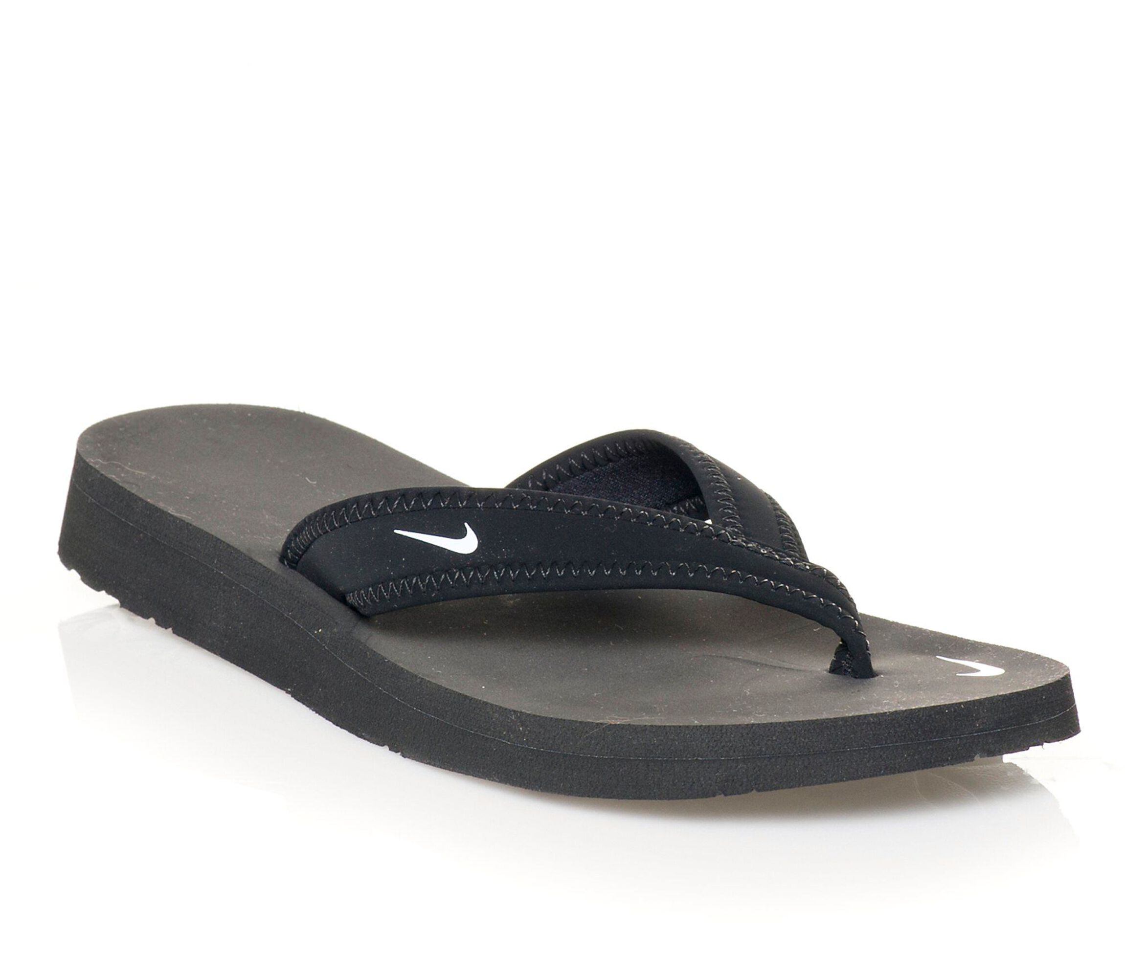 nike celso girl thong flip flops open toe shoes black womens