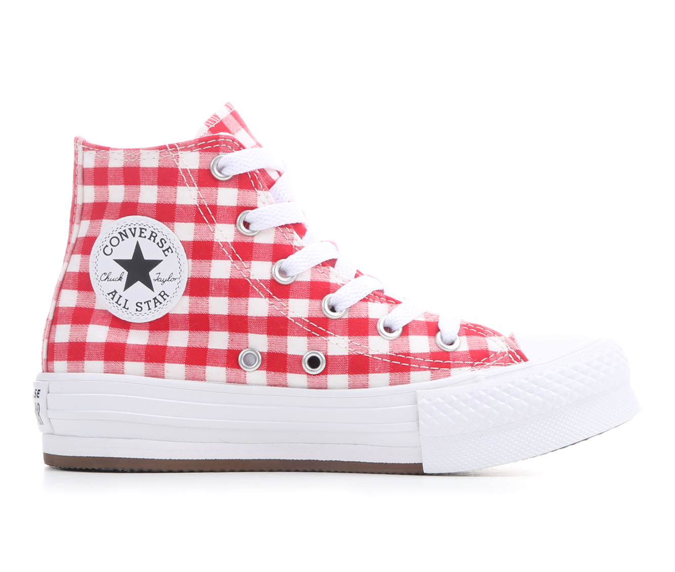 Converse Chuck Taylor Eva Lift Gingham Girls Sneakers - Red/White