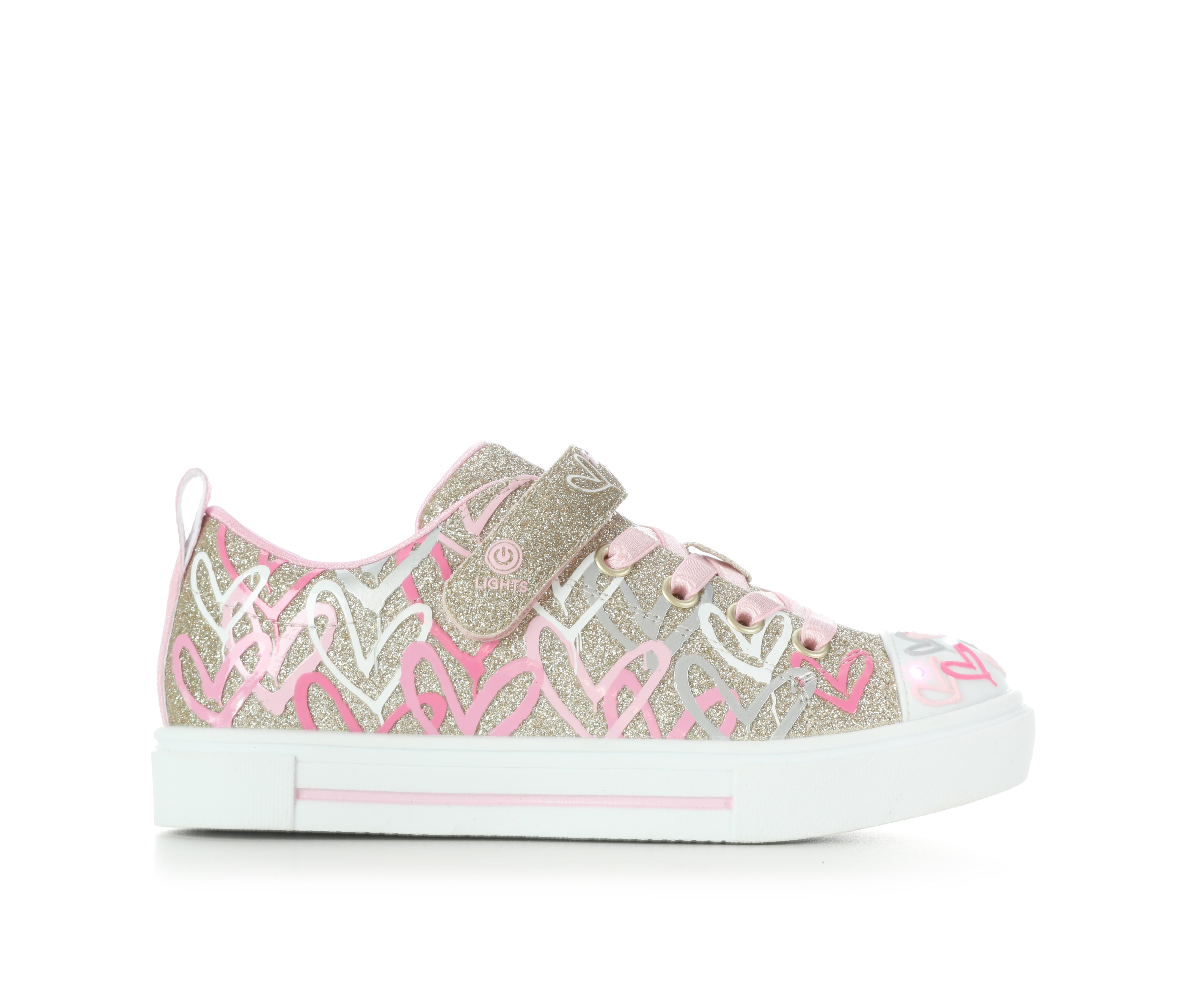 Girls' Skechers Little Kid & Big Kid Twinkle Sparks Gold Sneakers - Gold/Pink