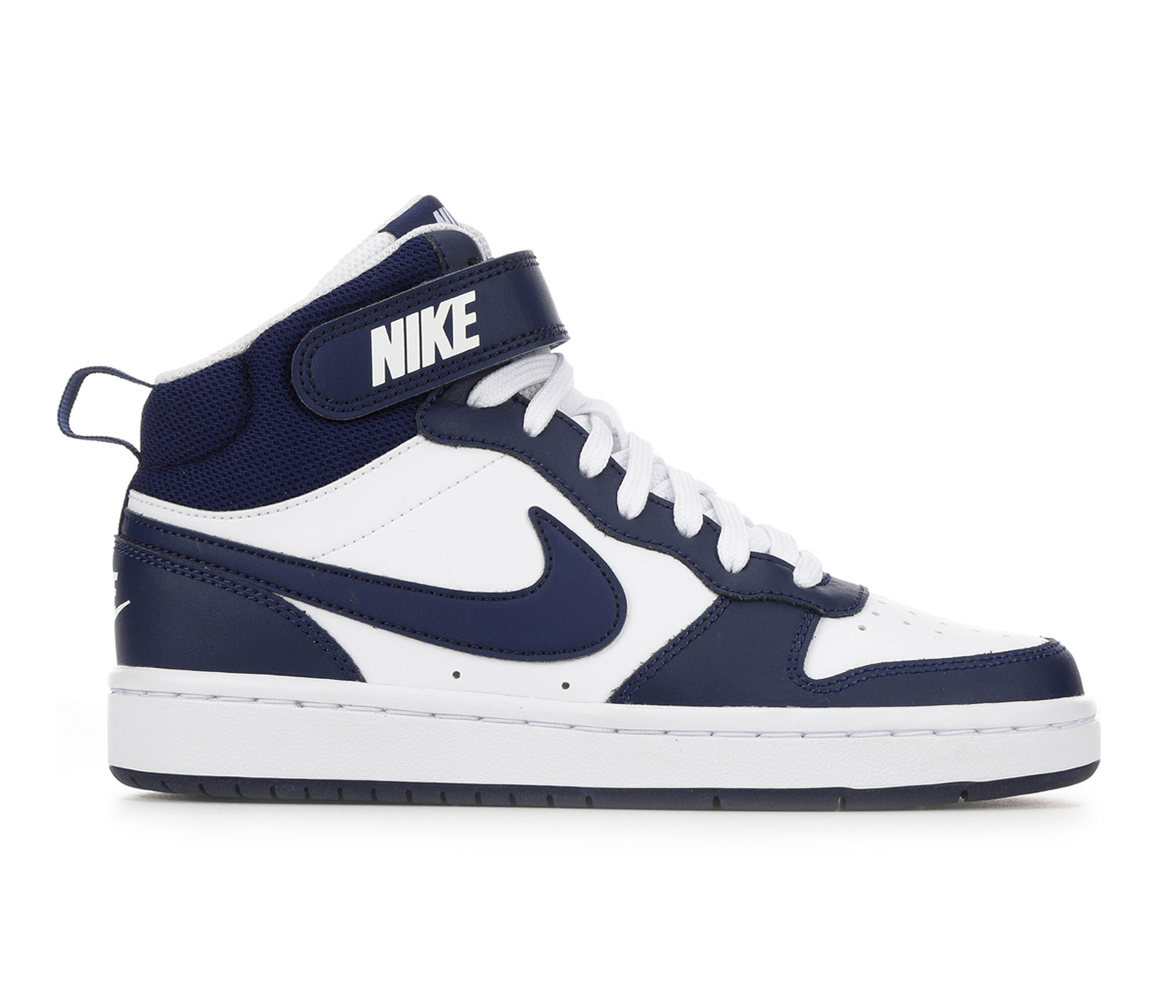 Kids' Nike Big Kid Court Borough Mid 2 Sneakers - Wht/Blue/Blue