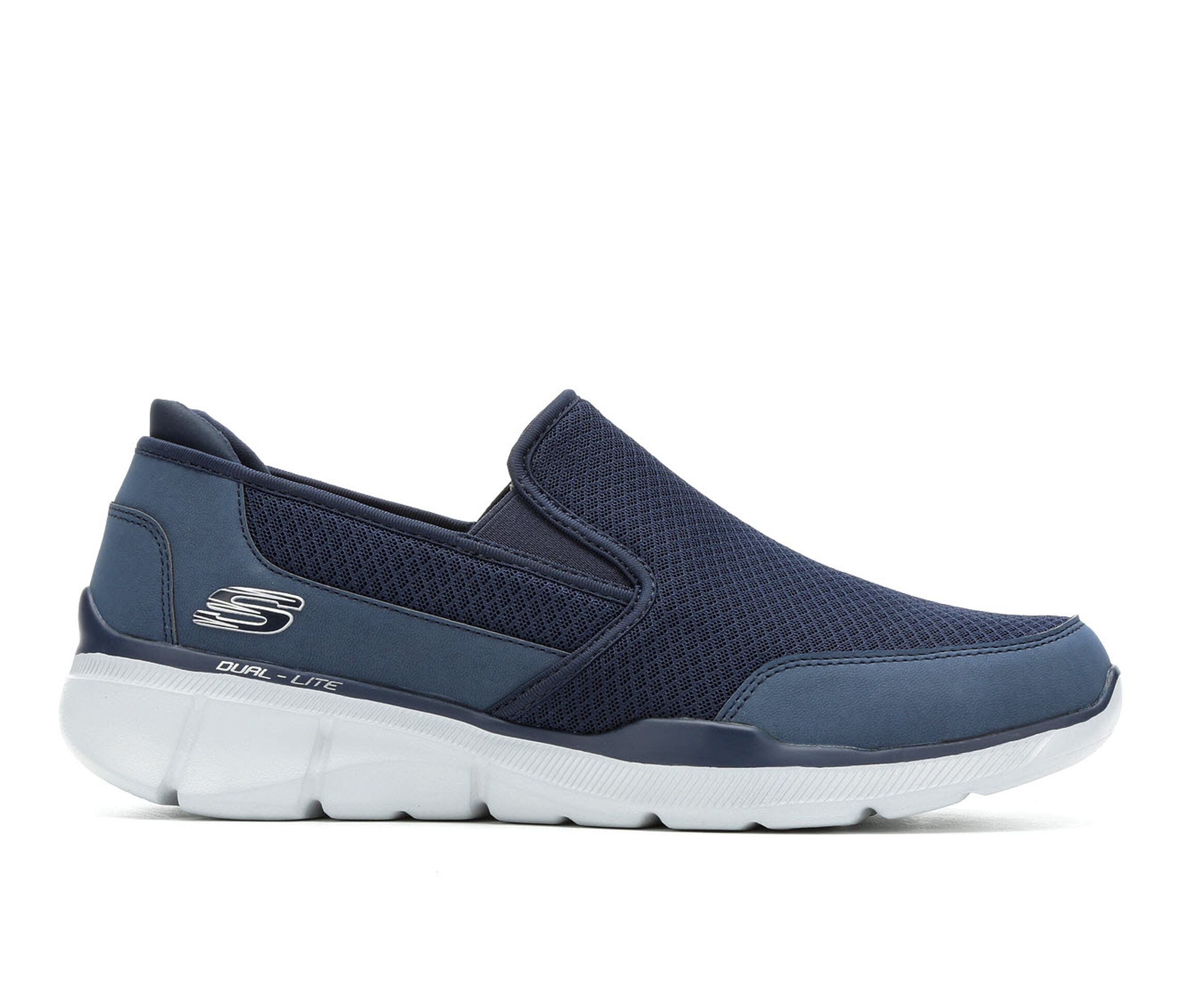 mens blue slip on skechers