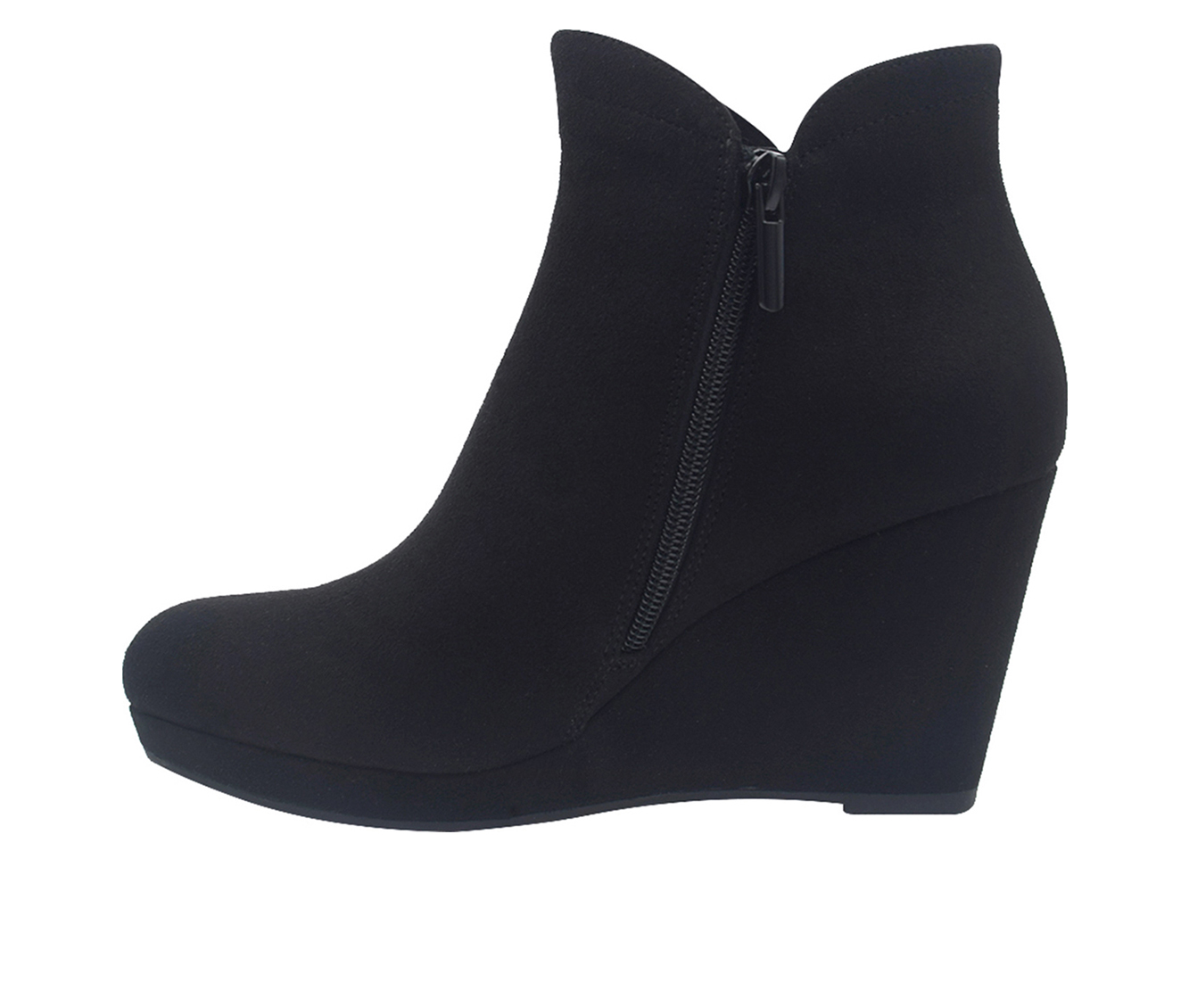 black boot wedges