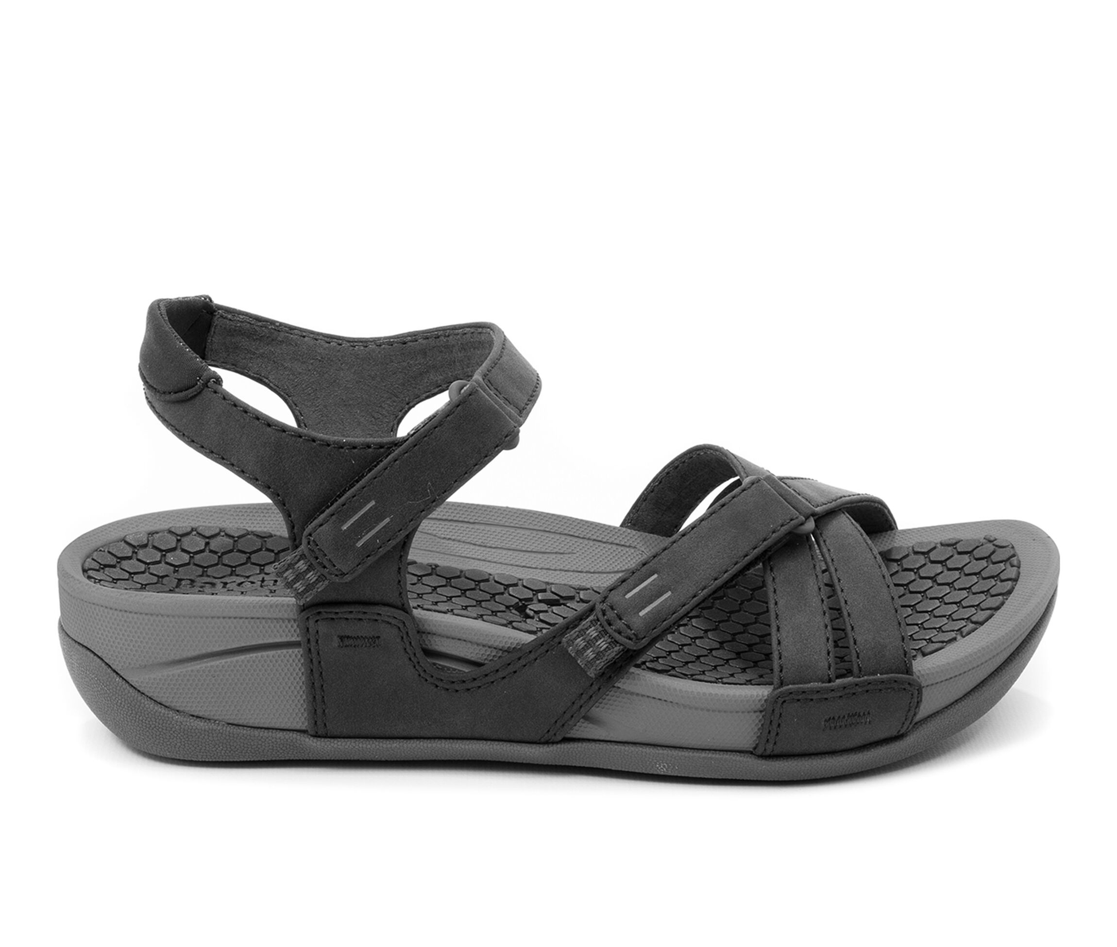 black bare trap sandals