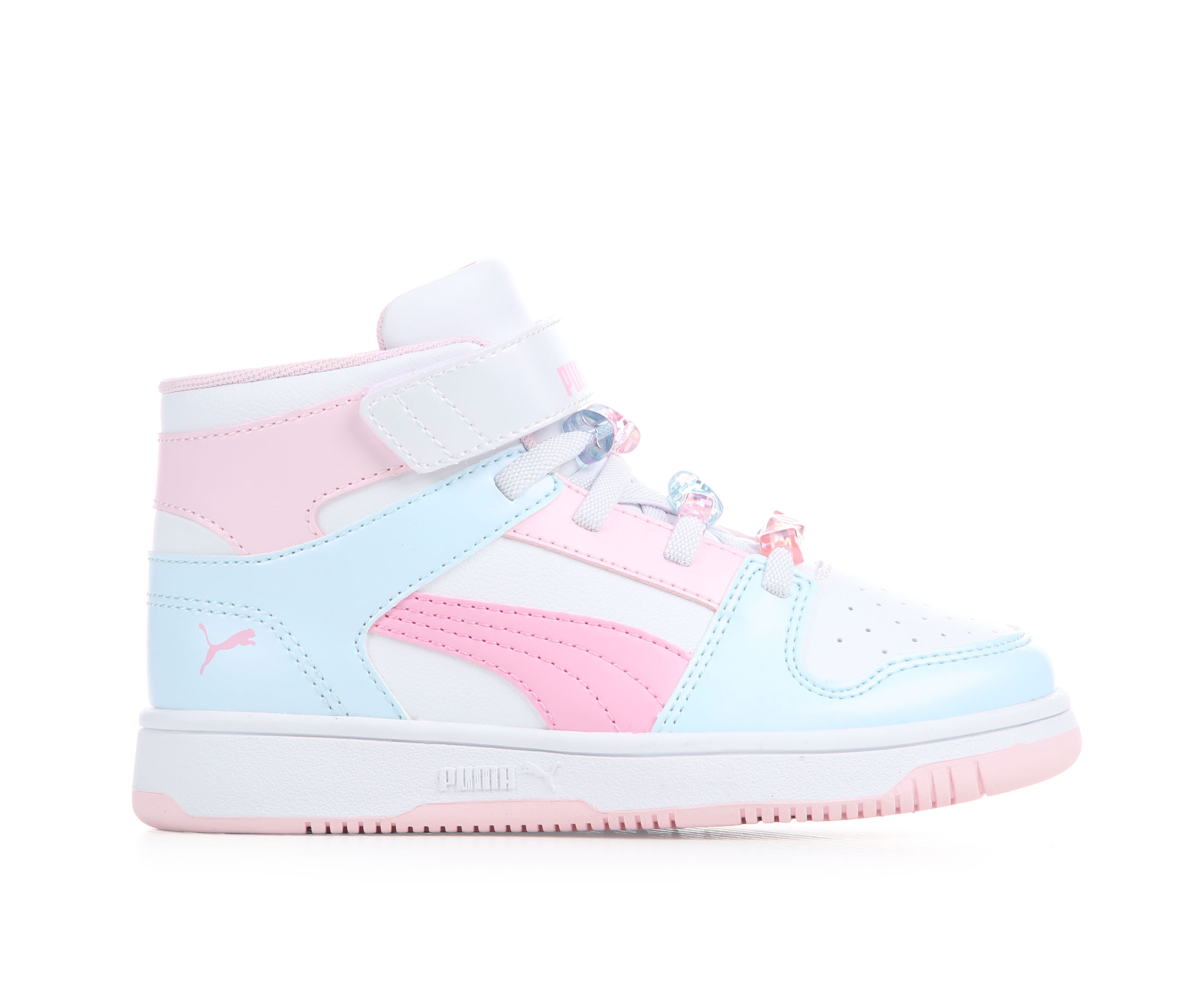 Girls' Puma Little Kid Rebound LayUp Beads Sneakers - Wht/Blu/Pk/Purp