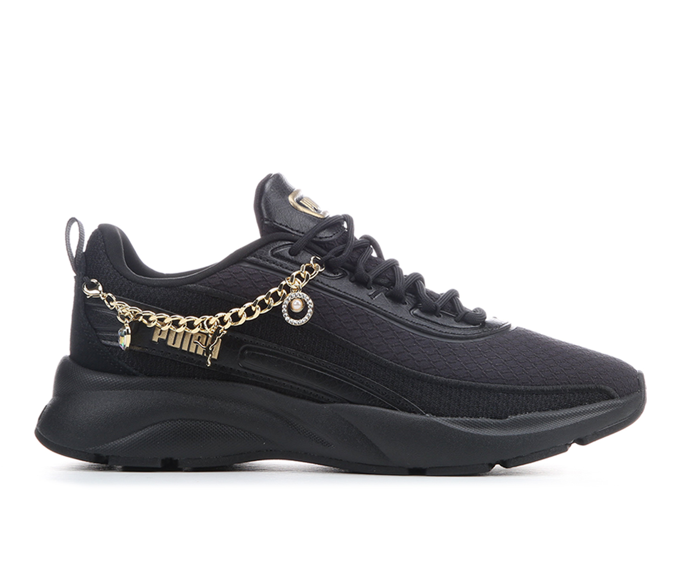 Women's Puma Softride Cyra Bling Sneakers - Black/Gold