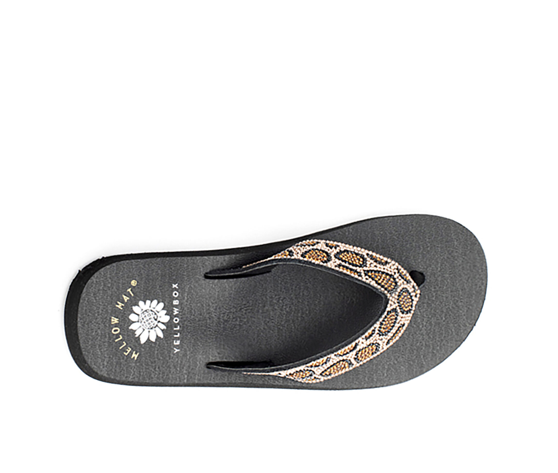 yellow box flat flip flops