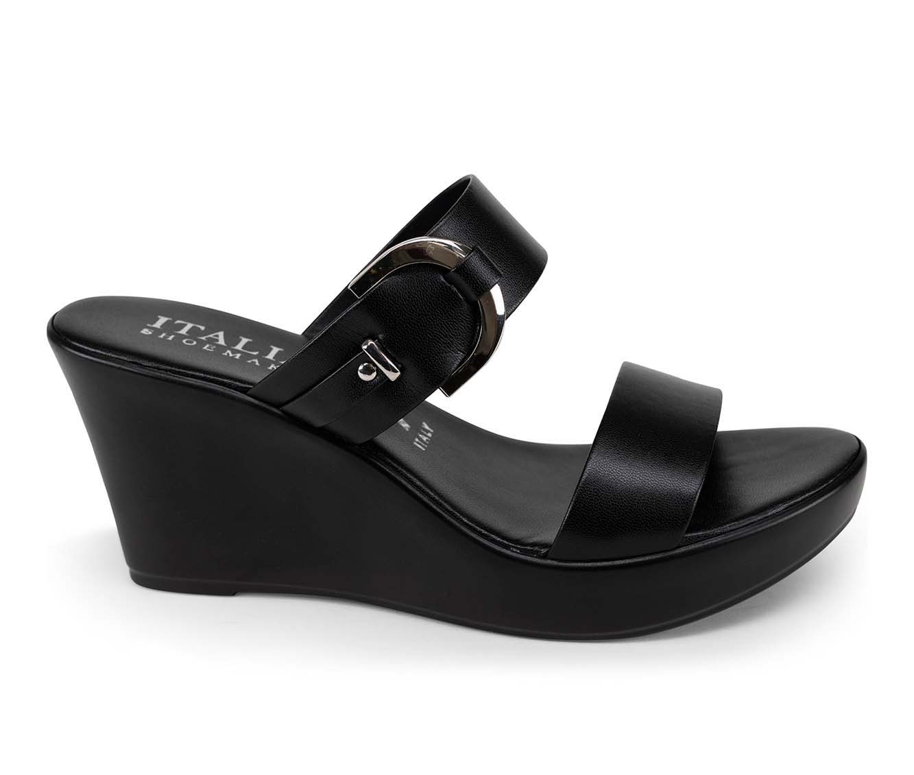 Buy ITALIAN Shoemakers Womens Softy Wedge Sandal Black 8 M US at  Amazonin