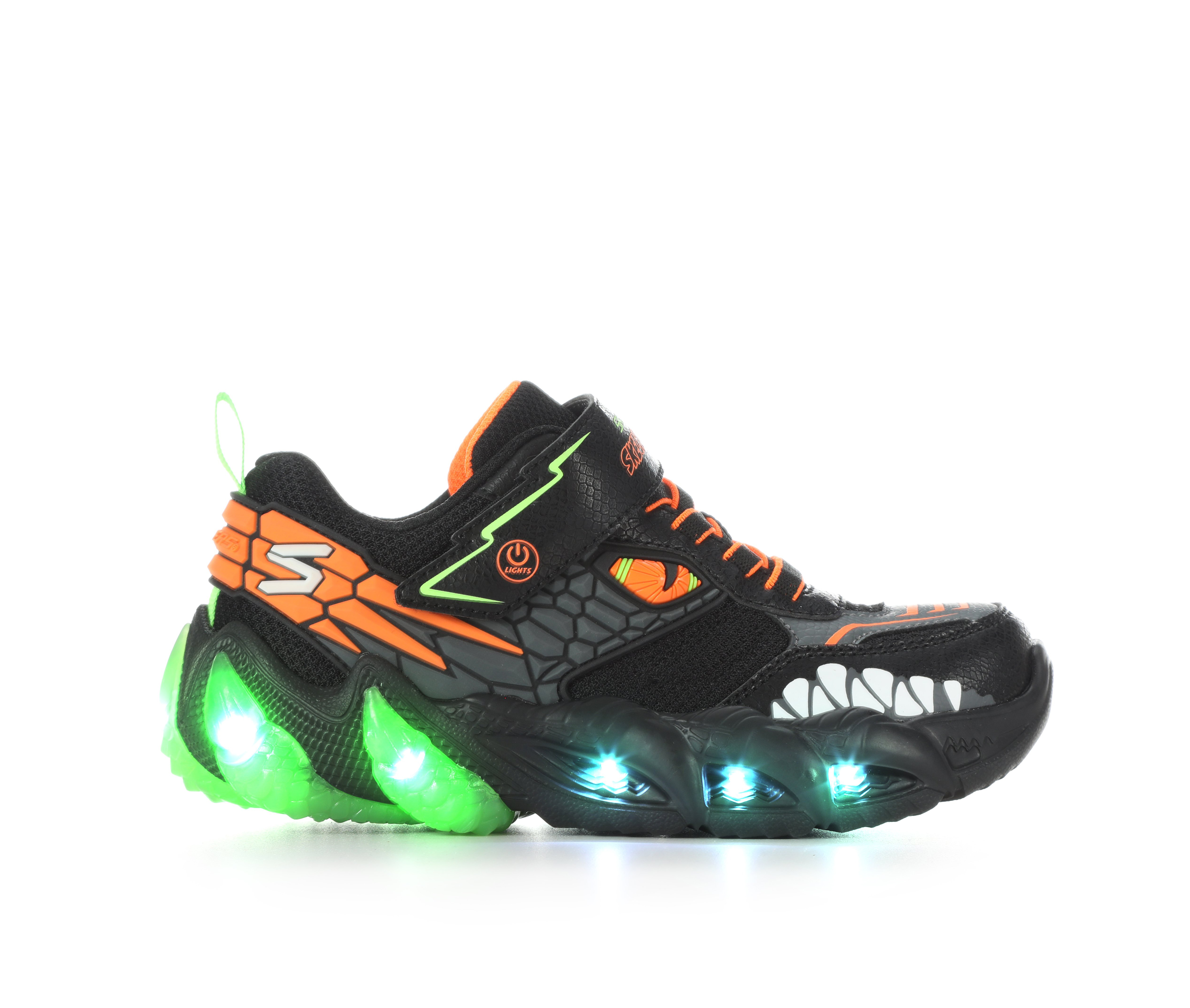 Kids' Skechers Little Kid & Big Kid Skech-O-Saurus 3 Light-Up Shoes - Black/Lime/Org