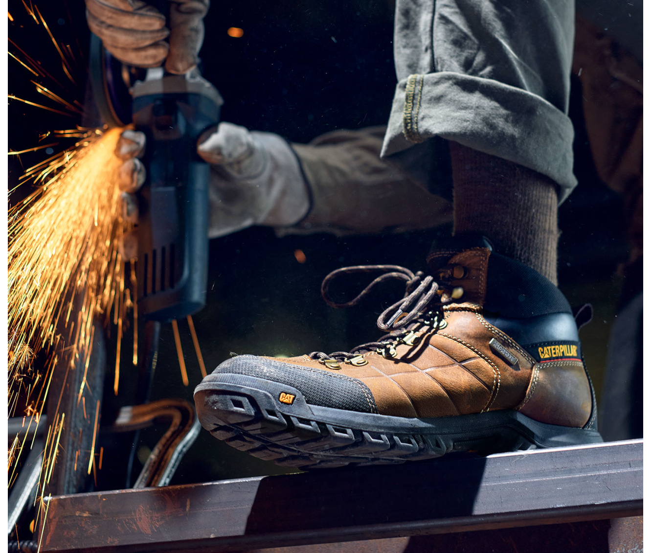 caterpillar men's threshold waterproof steel toe work boot