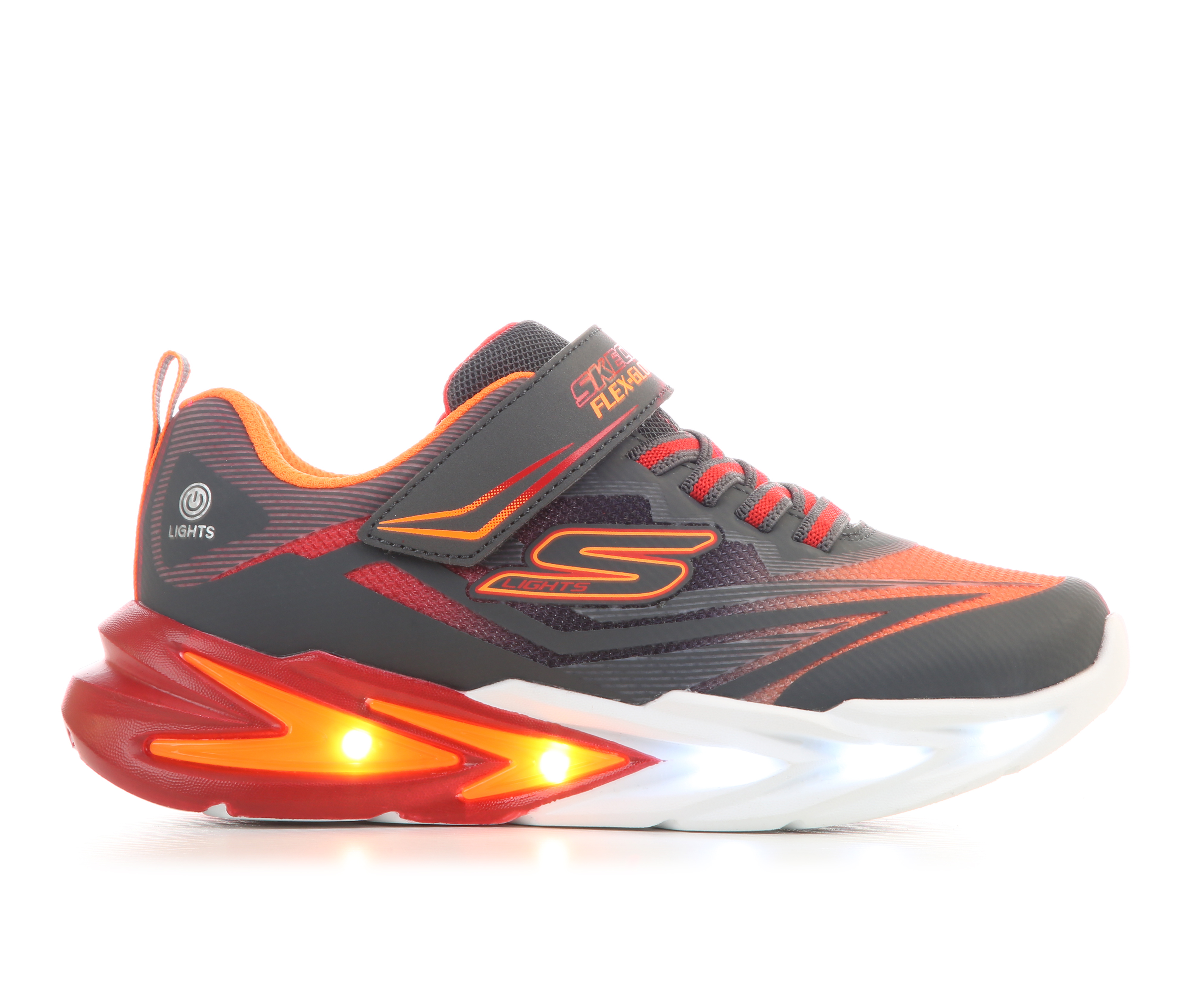 Kids' Skechers Little Kid & Big Kid Flex Glow Ultra Wide Light-Up Shoes - Blk/Silv/Orange