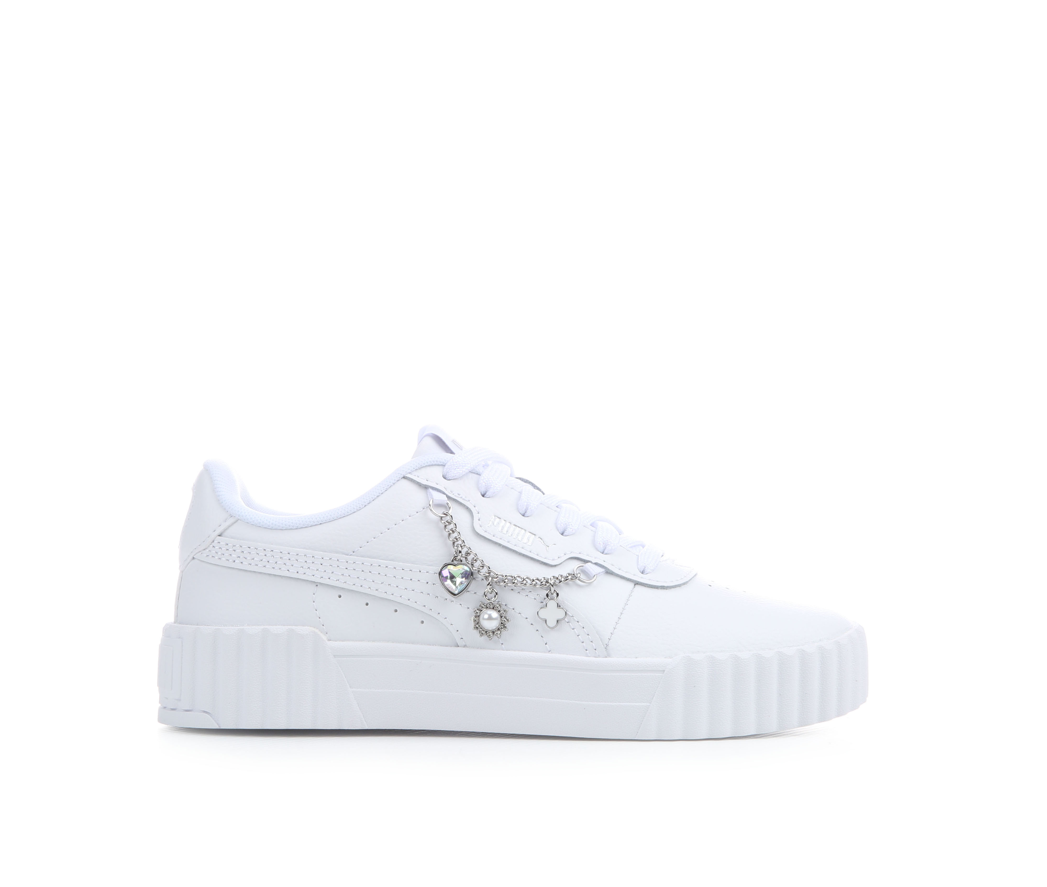 Girls' Puma Big Kid Carina 3.0 Bling Junior Sneakers - White/White