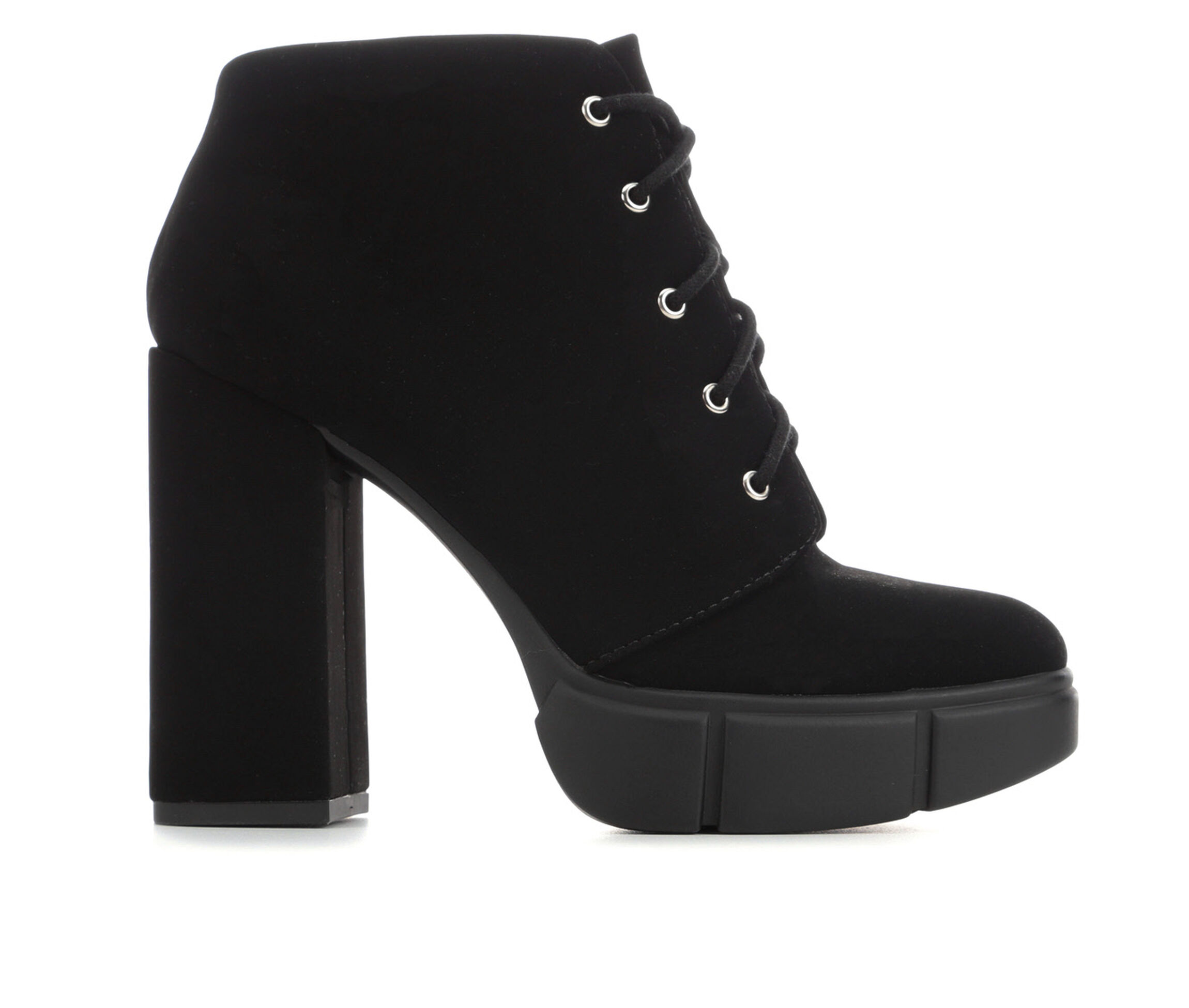 black lace up platform booties