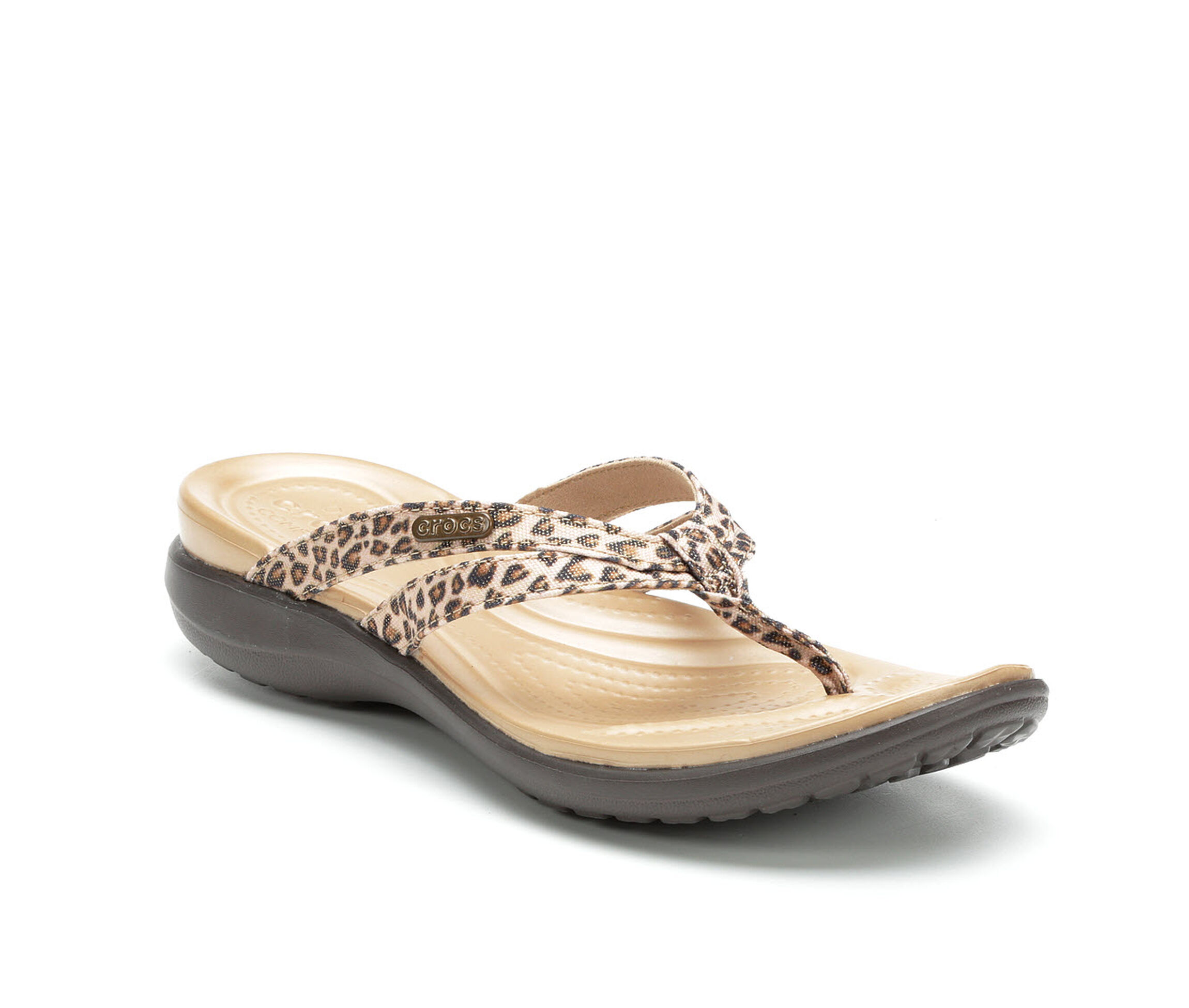 crocs leopard flip flops