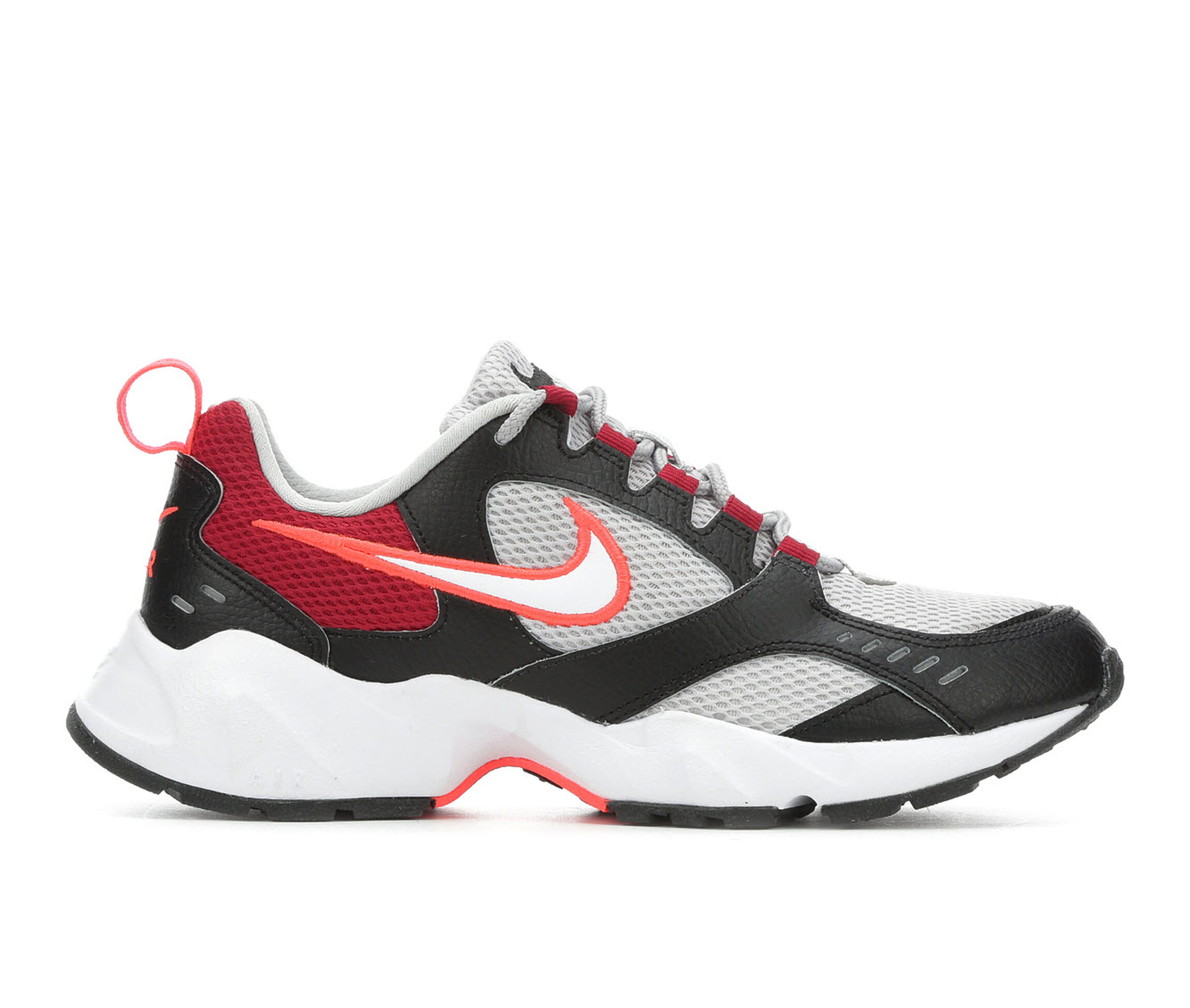 nike white and black air heights trainers