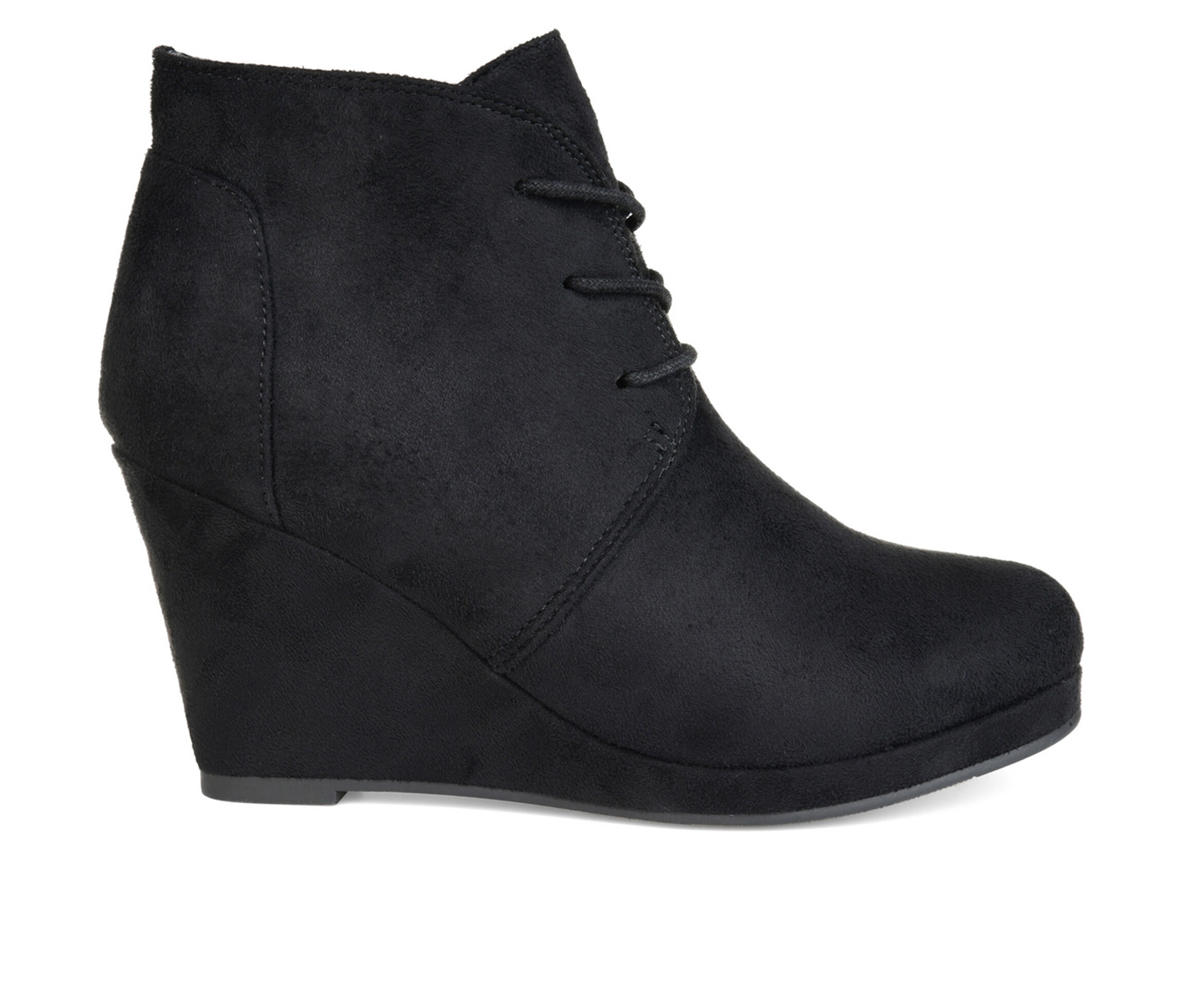 breana faux suede wedge bootie