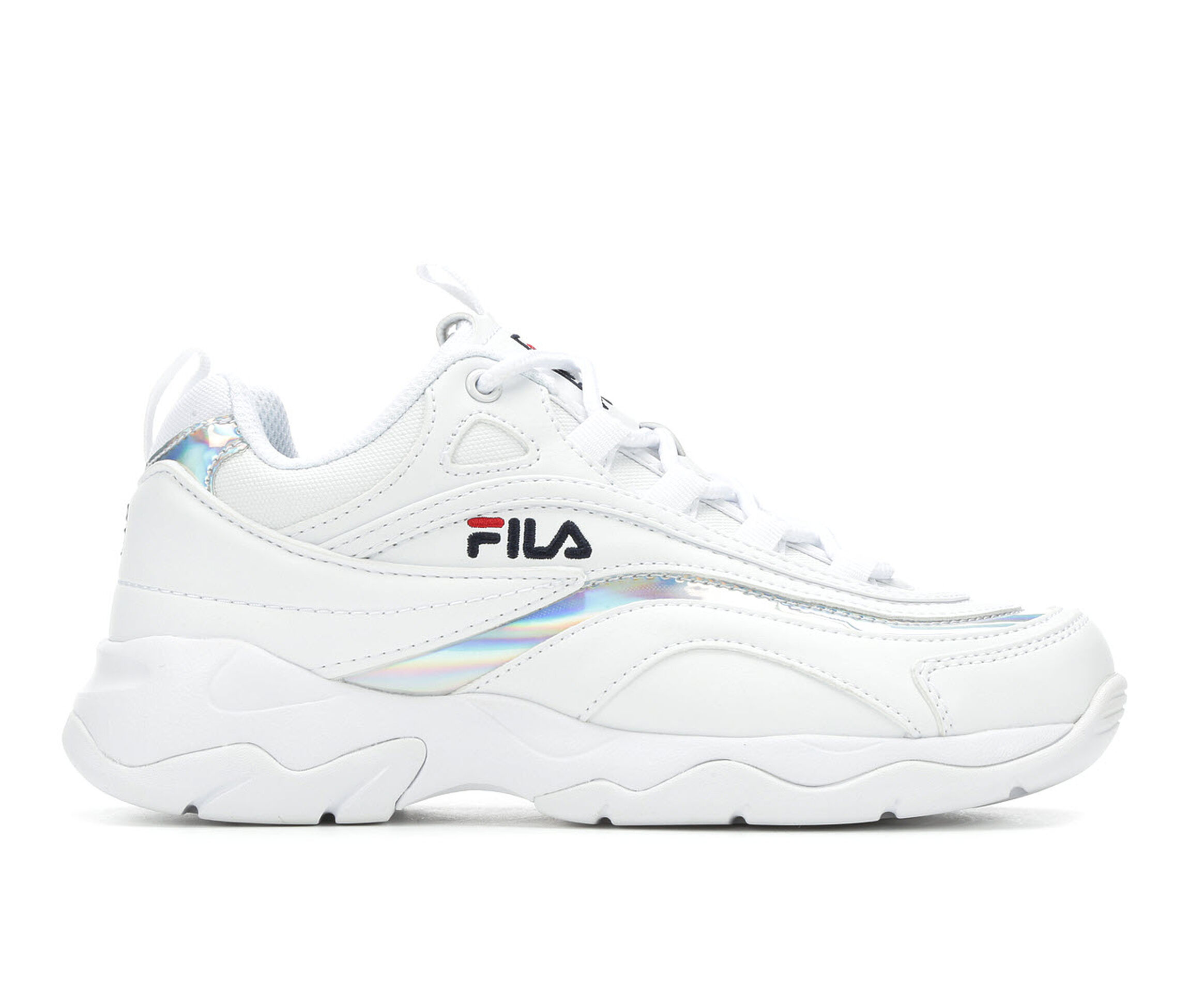 Women's Fila Ray Sneakers in White/Silver/White Size 9.5 Wide from Fila |  AccuWeather Shop