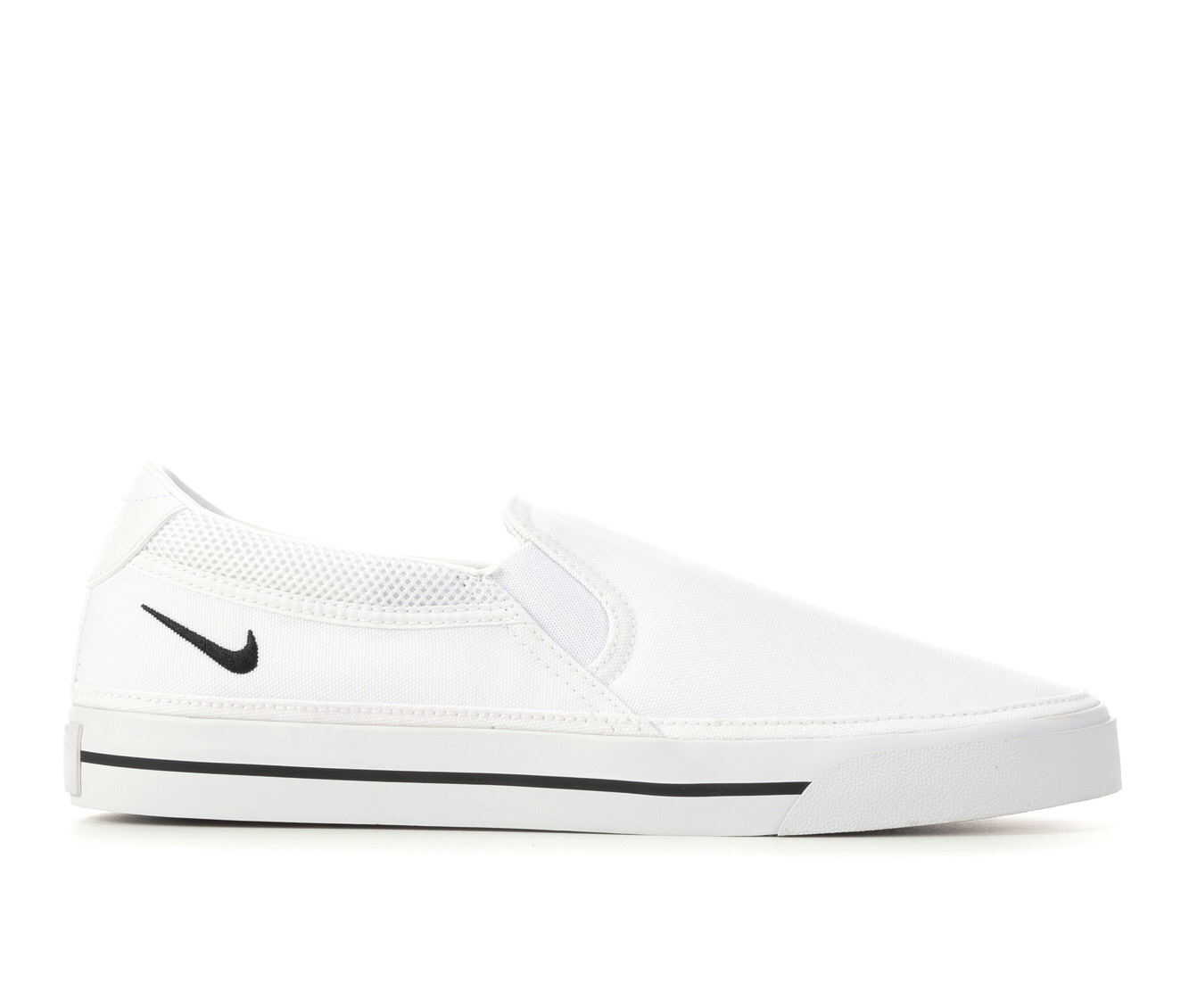 Men’s Nike Court Legacy Slip-On Sneakers in White/Black Size 7 Medium