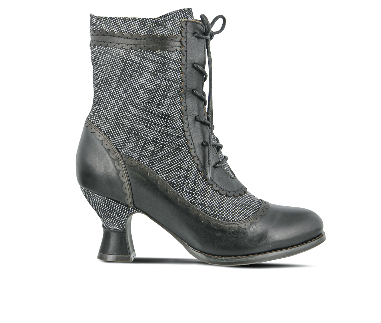 L'Artiste Bewitch-Plaid Women's Boots (Black Leather)